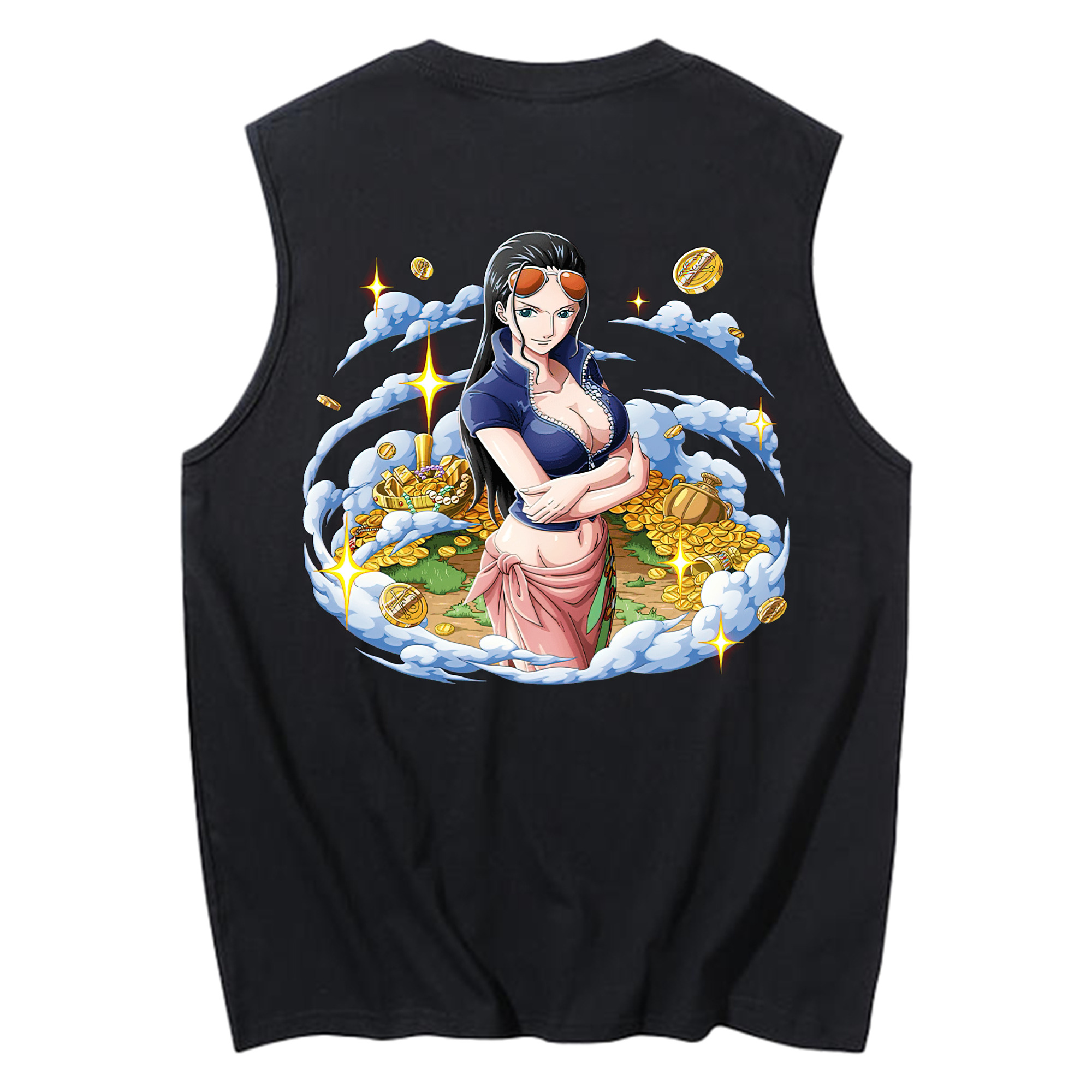 ワンピース ニコ・ロビン ONE PIECE Nico Robin コットン100％タンクトップ（背面プリント）