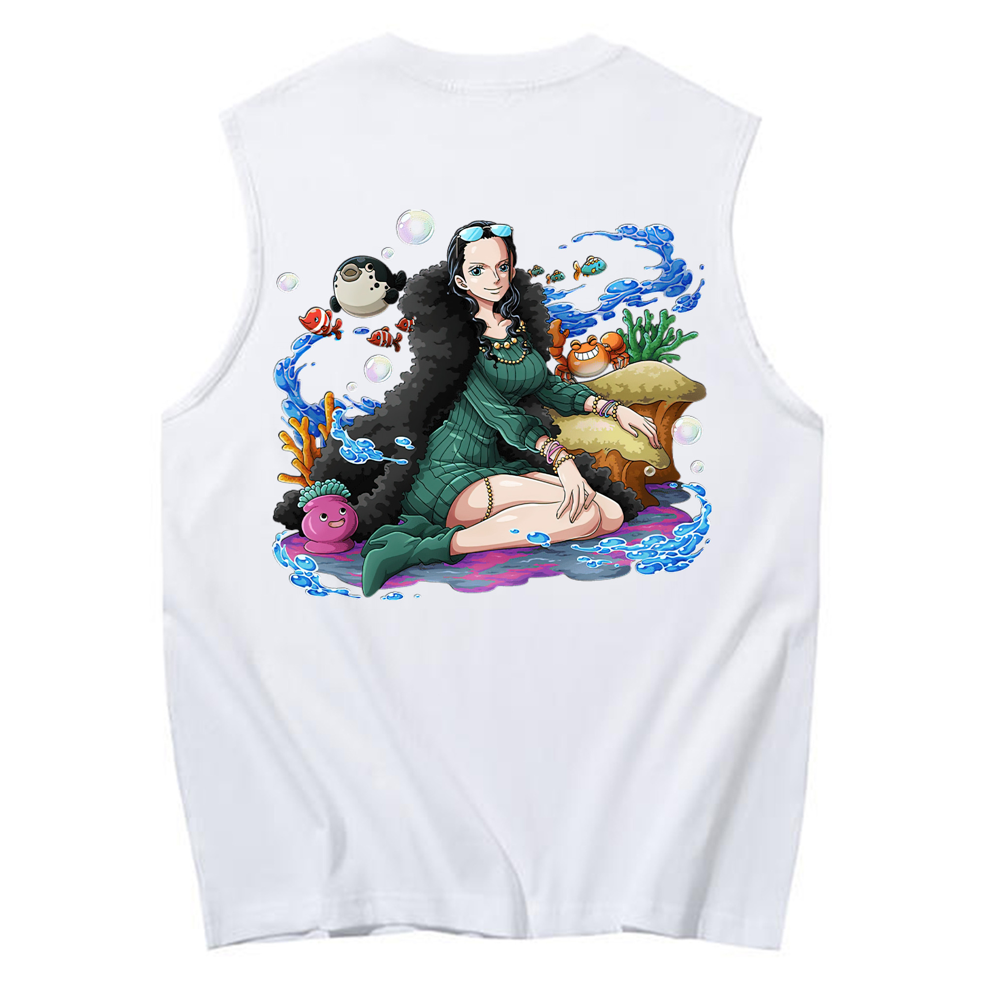 ワンピース ニコ・ロビン ONE PIECE Nico Robin コットン100％タンクトップ（背面プリント）