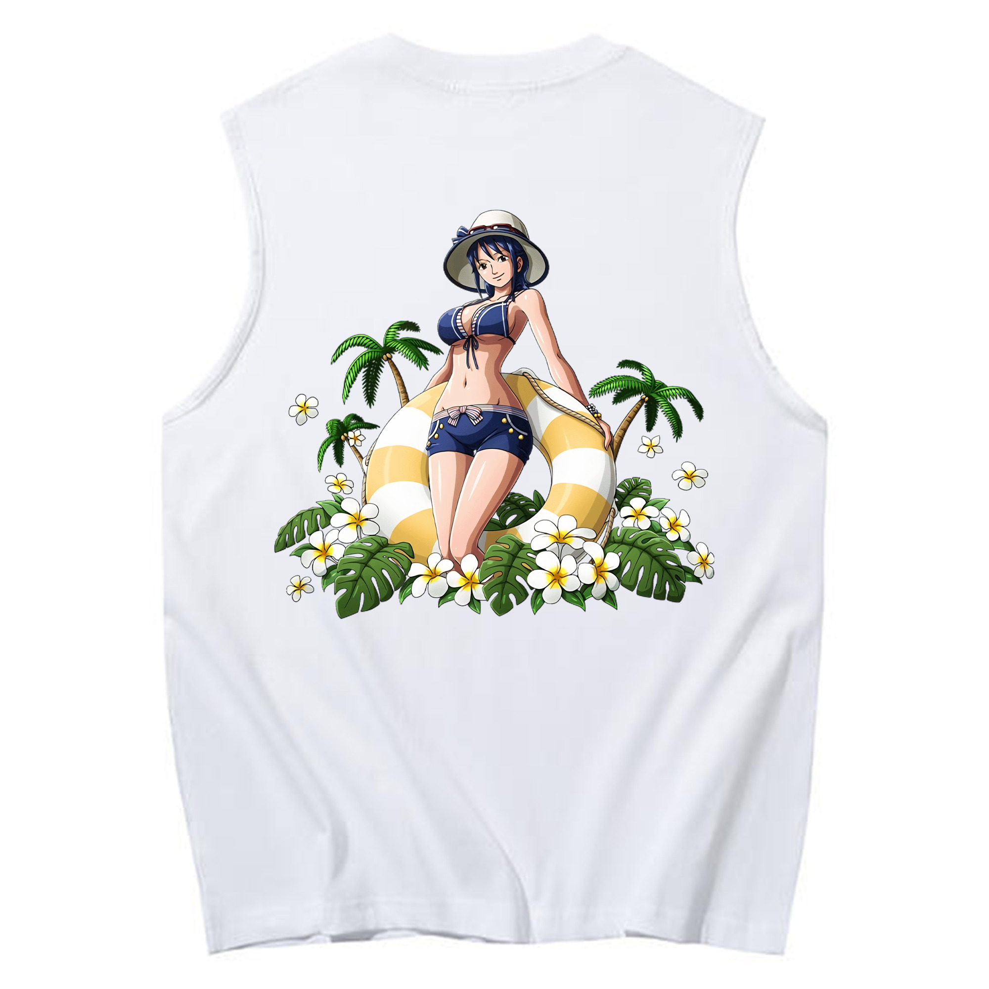 ワンピース ニコ・ロビン ONE PIECE Nico Robin コットン100％タンクトップ（背面プリント）