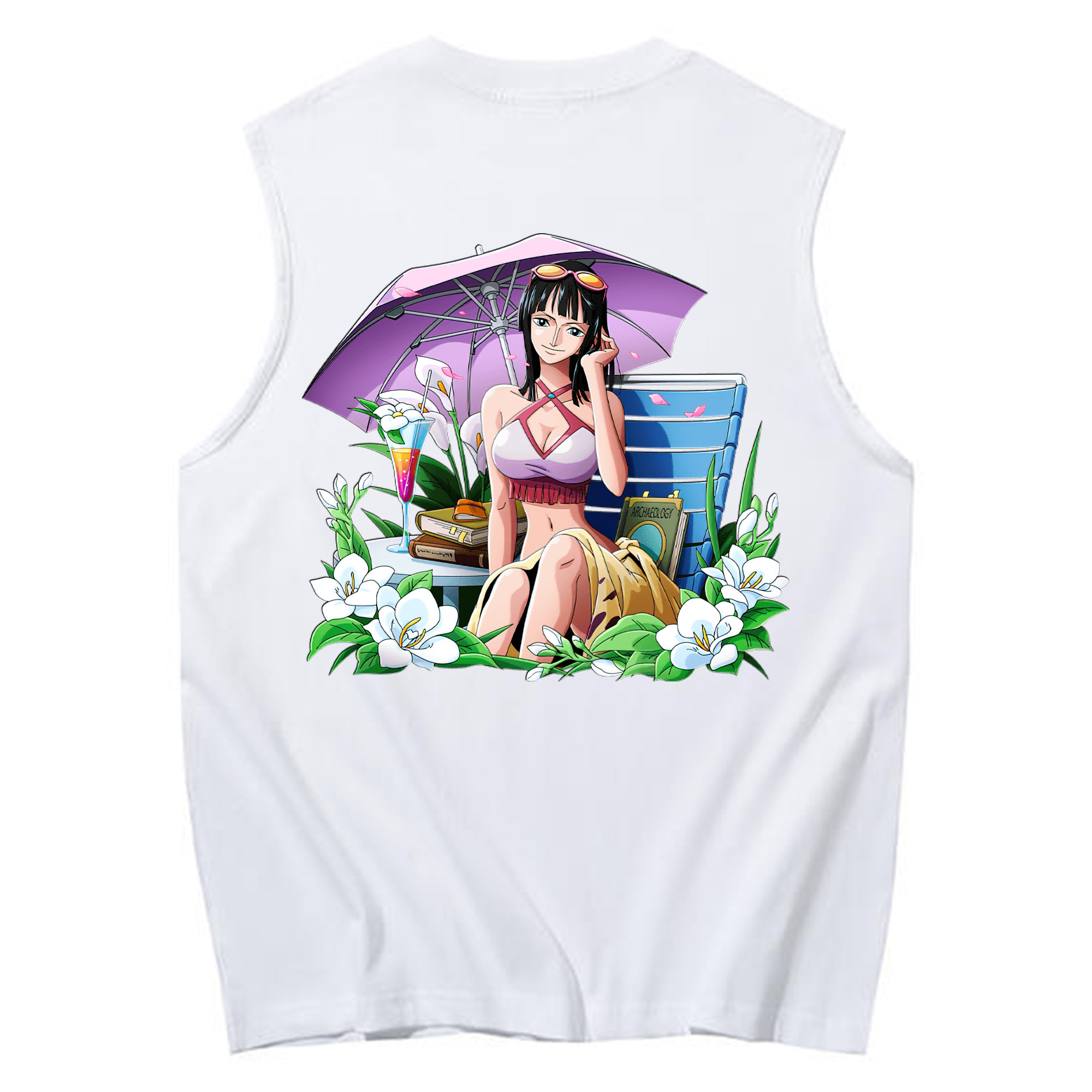 ワンピース ニコ・ロビン ONE PIECE Nico Robin コットン100％タンクトップ（背面プリント）