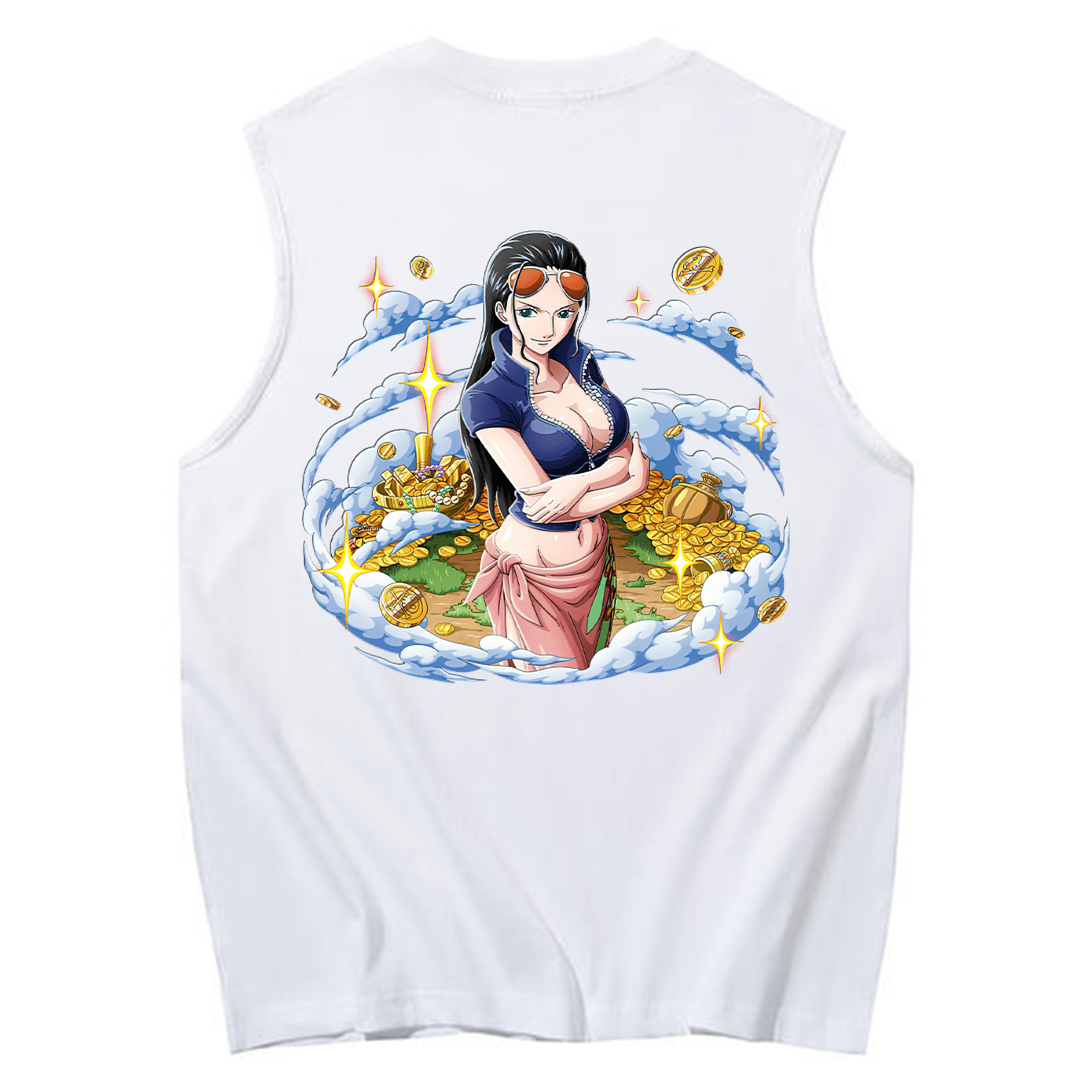 ワンピース ニコ・ロビン ONE PIECE Nico Robin コットン100％タンクトップ（背面プリント）