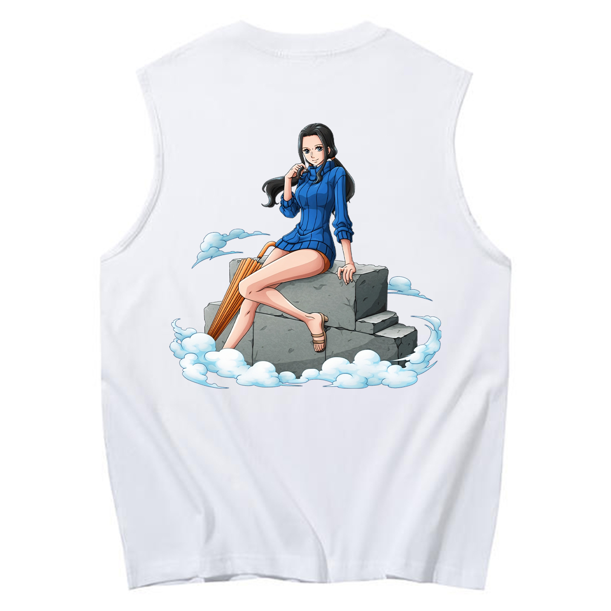 ワンピース ニコ・ロビン ONE PIECE Nico Robin コットン100％タンクトップ（背面プリント）