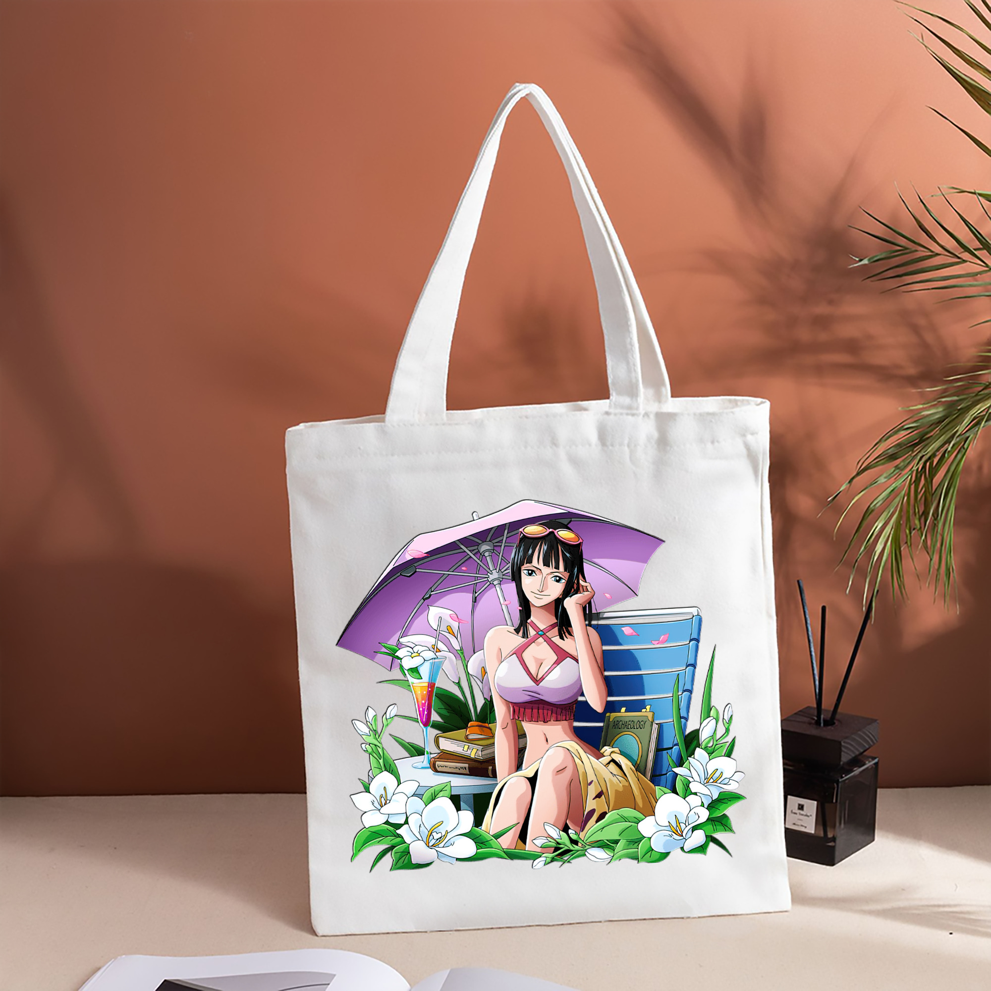 ワンピース ニコ・ロビン ONE PIECE Nico Robin 縦型キャンバス生地手提げバッグ　トートバッグ