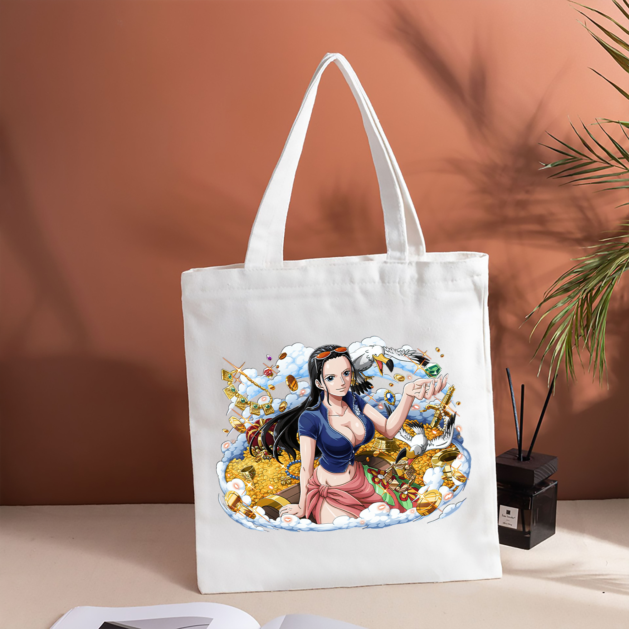 ワンピース ニコ・ロビン ONE PIECE Nico Robin 縦型キャンバス生地手提げバッグ　トートバッグ