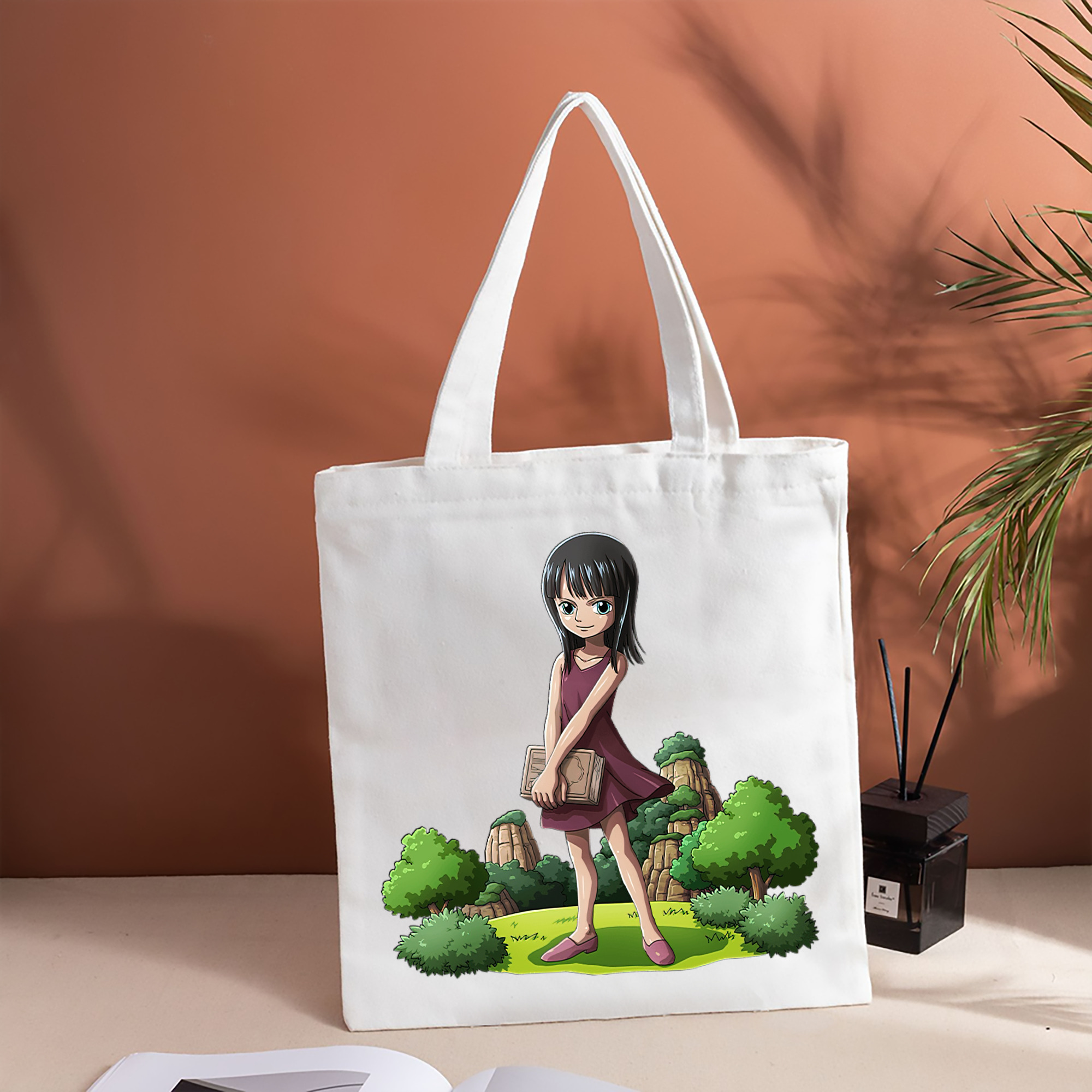 ワンピース ニコ・ロビン ONE PIECE Nico Robin 縦型キャンバス生地手提げバッグ　トートバッグ