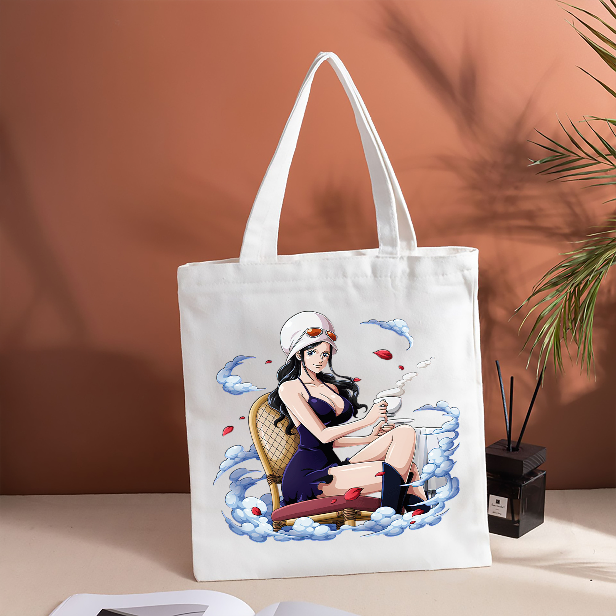 ワンピース ニコ・ロビン ONE PIECE Nico Robin 縦型キャンバス生地手提げバッグ　トートバッグ
