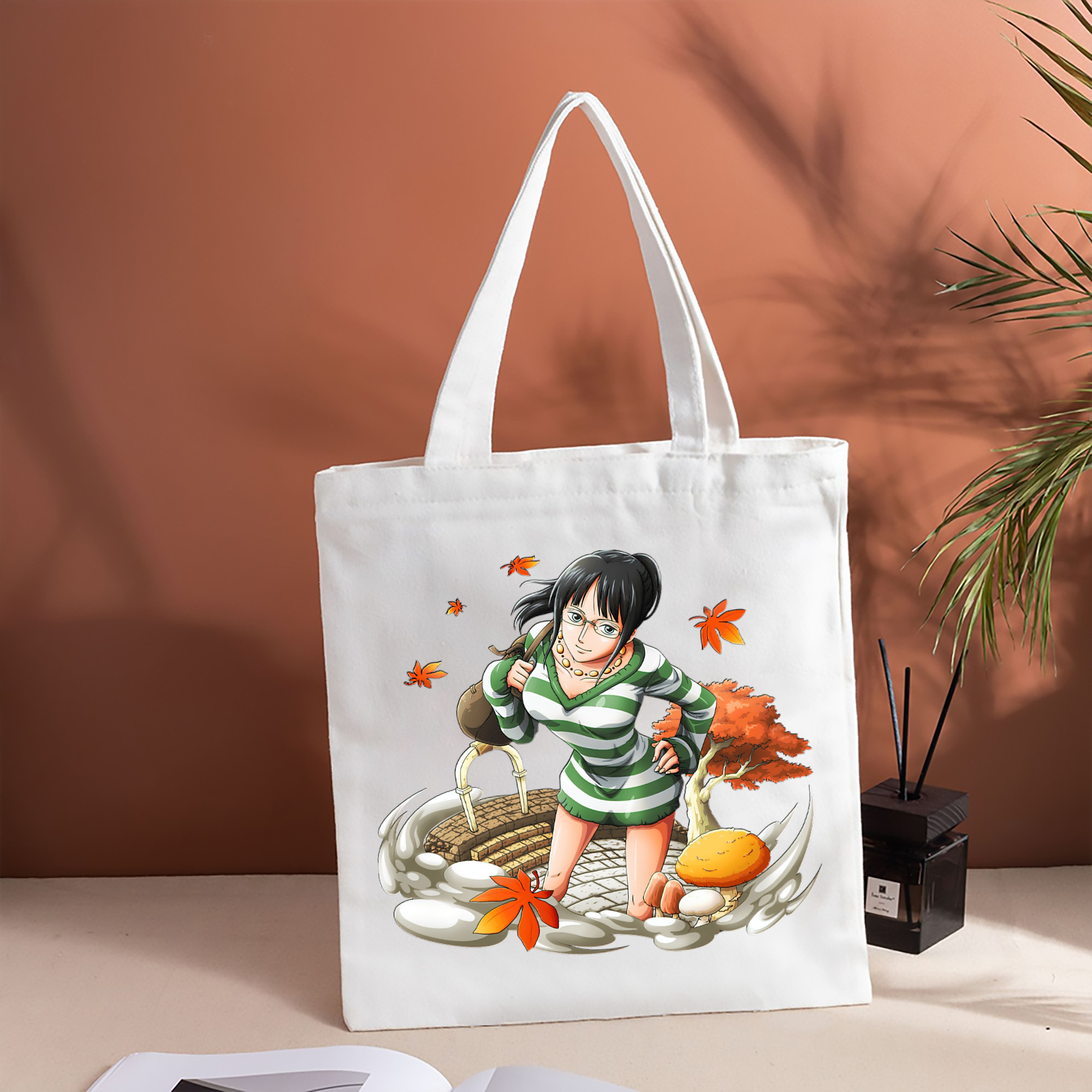 ワンピース ニコ・ロビン ONE PIECE Nico Robin 縦型キャンバス生地手提げバッグ　トートバッグ