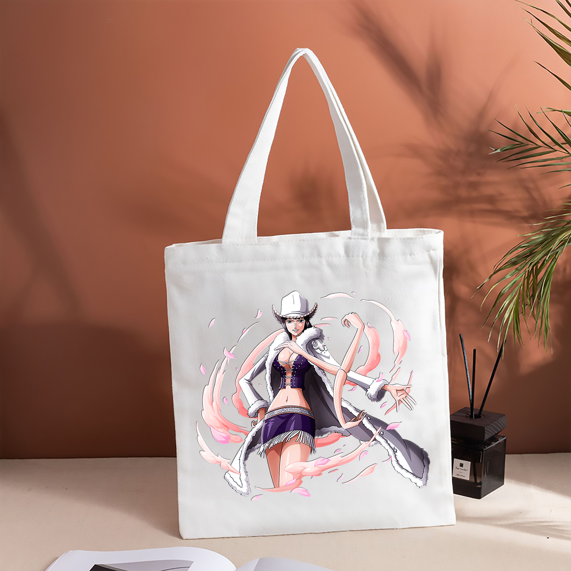 ワンピース ニコ・ロビン ONE PIECE Nico Robin 縦型キャンバス生地手提げバッグ　トートバッグ