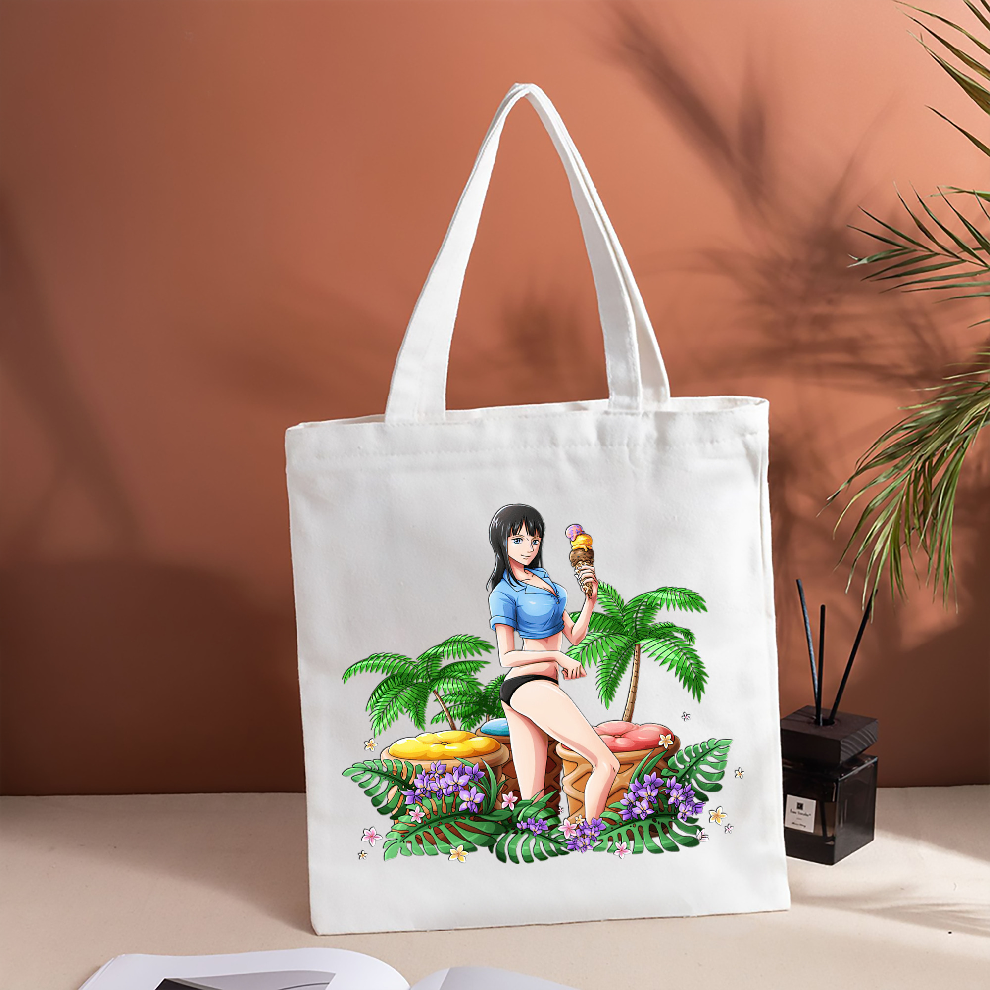 ワンピース ニコ・ロビン ONE PIECE Nico Robin 縦型キャンバス生地手提げバッグ　トートバッグ