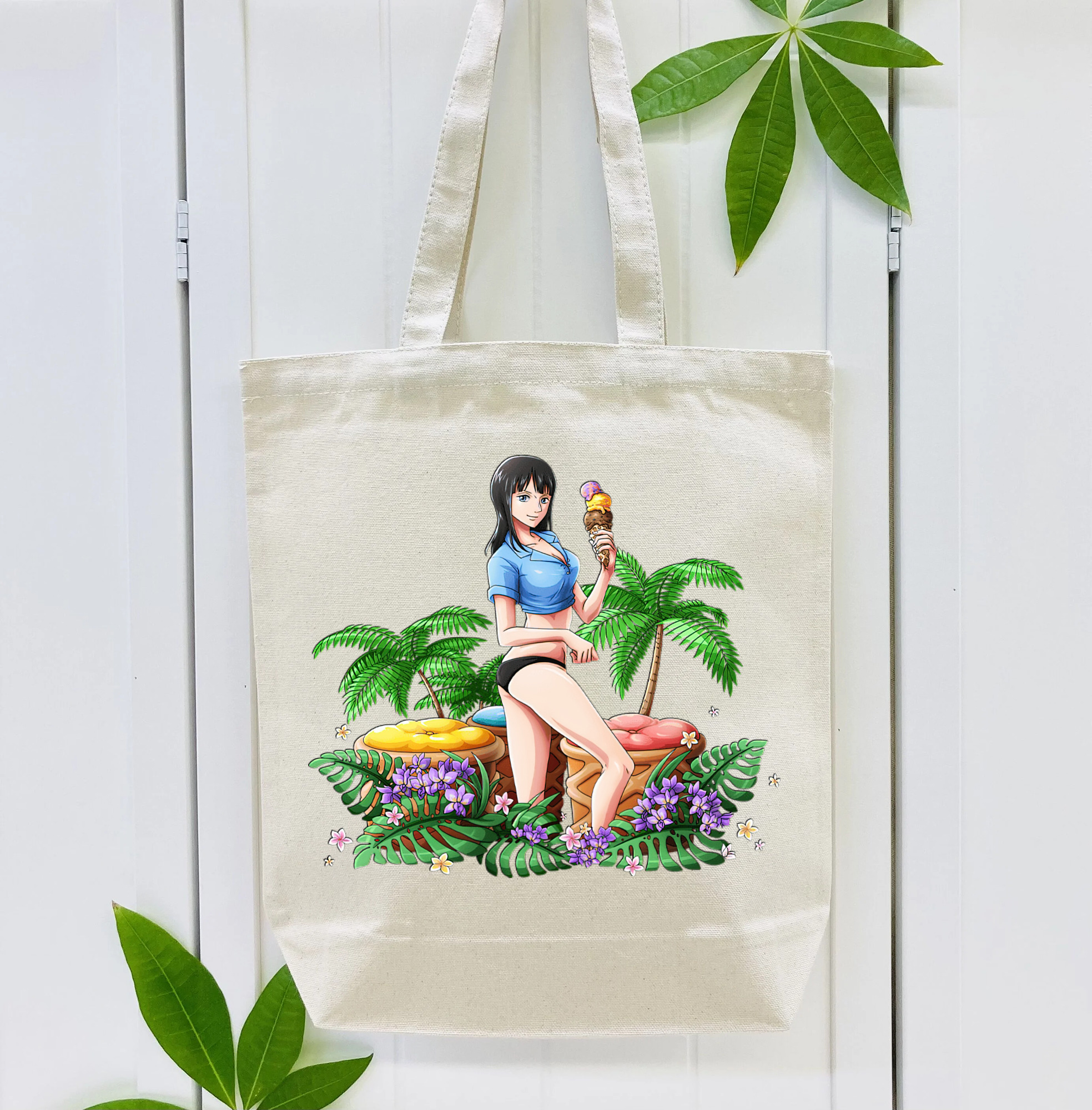 ワンピース ニコ・ロビン ONE PIECE Nico Robin 縦型キャンバス生地手提げバッグ　トートバッグ