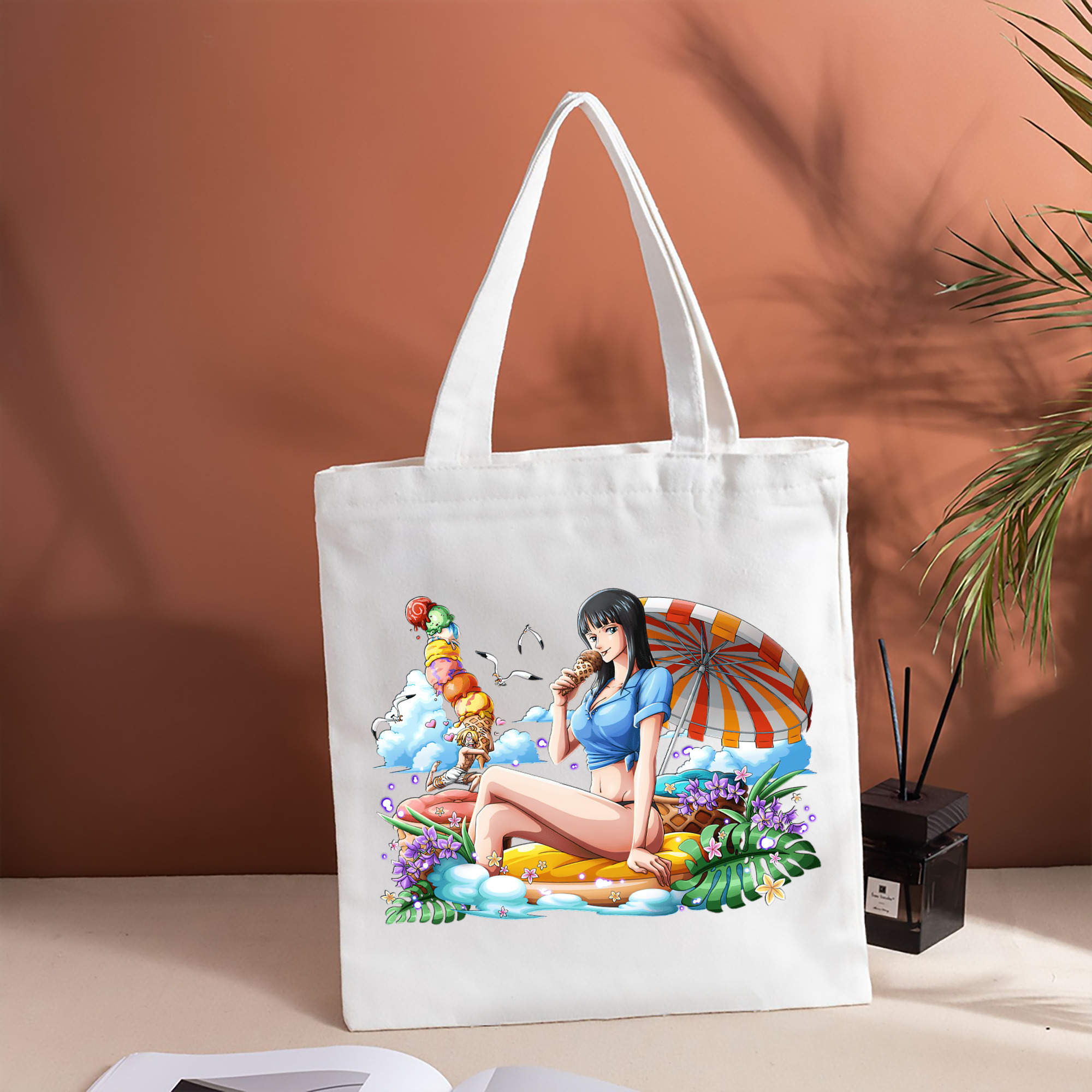 ワンピース ニコ・ロビン ONE PIECE Nico Robin 縦型キャンバス生地手提げバッグ　トートバッグ