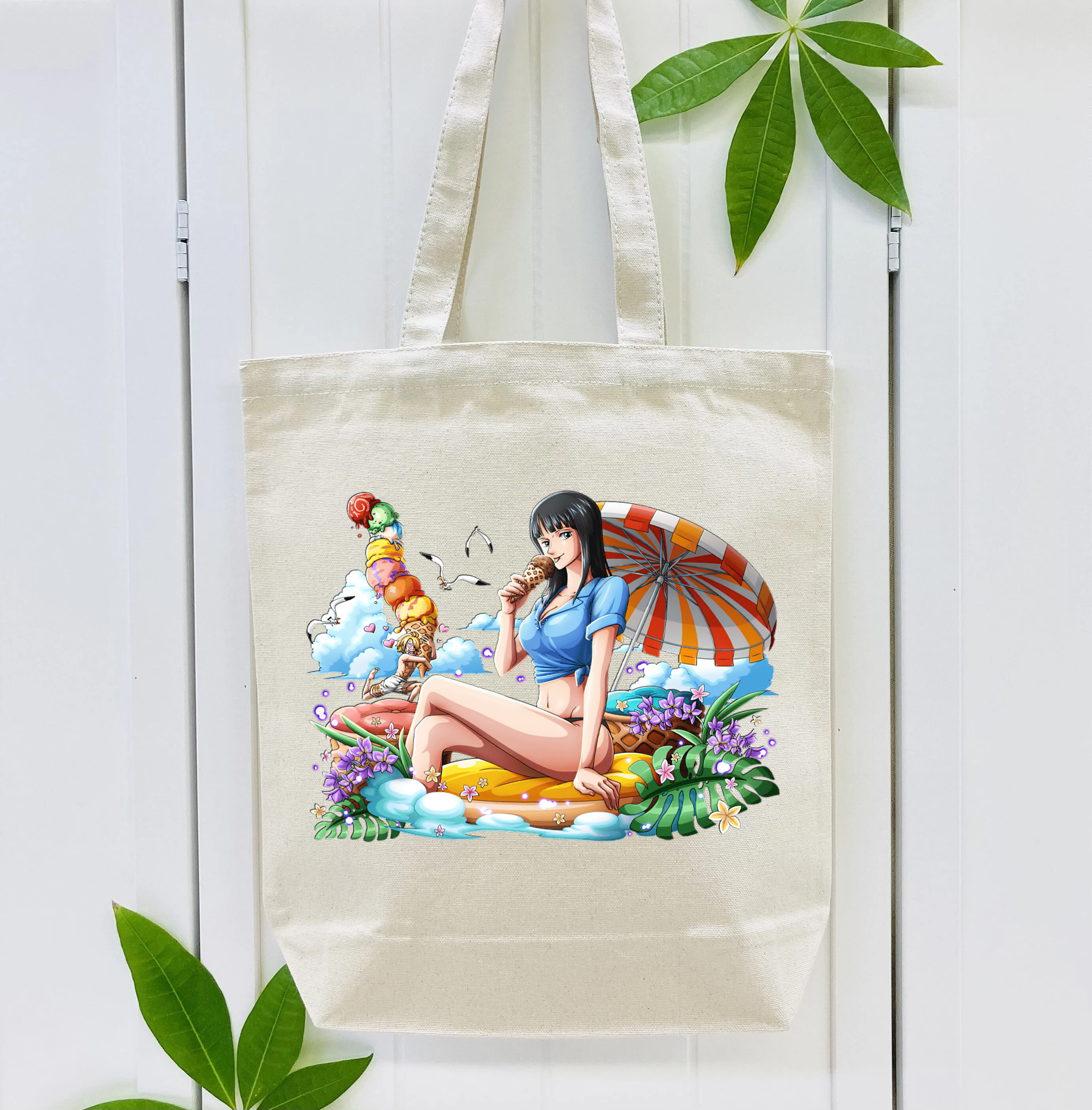 ワンピース ニコ・ロビン ONE PIECE Nico Robin 縦型キャンバス生地手提げバッグ　トートバッグ