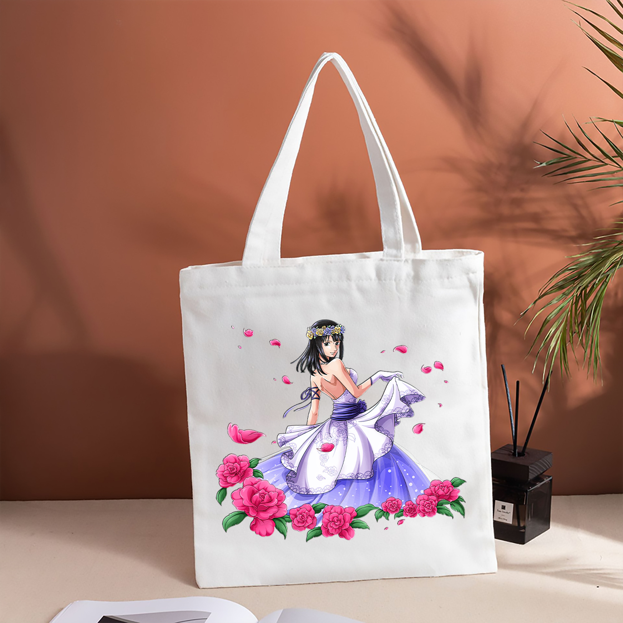 ワンピース ニコ・ロビン ONE PIECE Nico Robin 縦型キャンバス生地手提げバッグ　トートバッグ