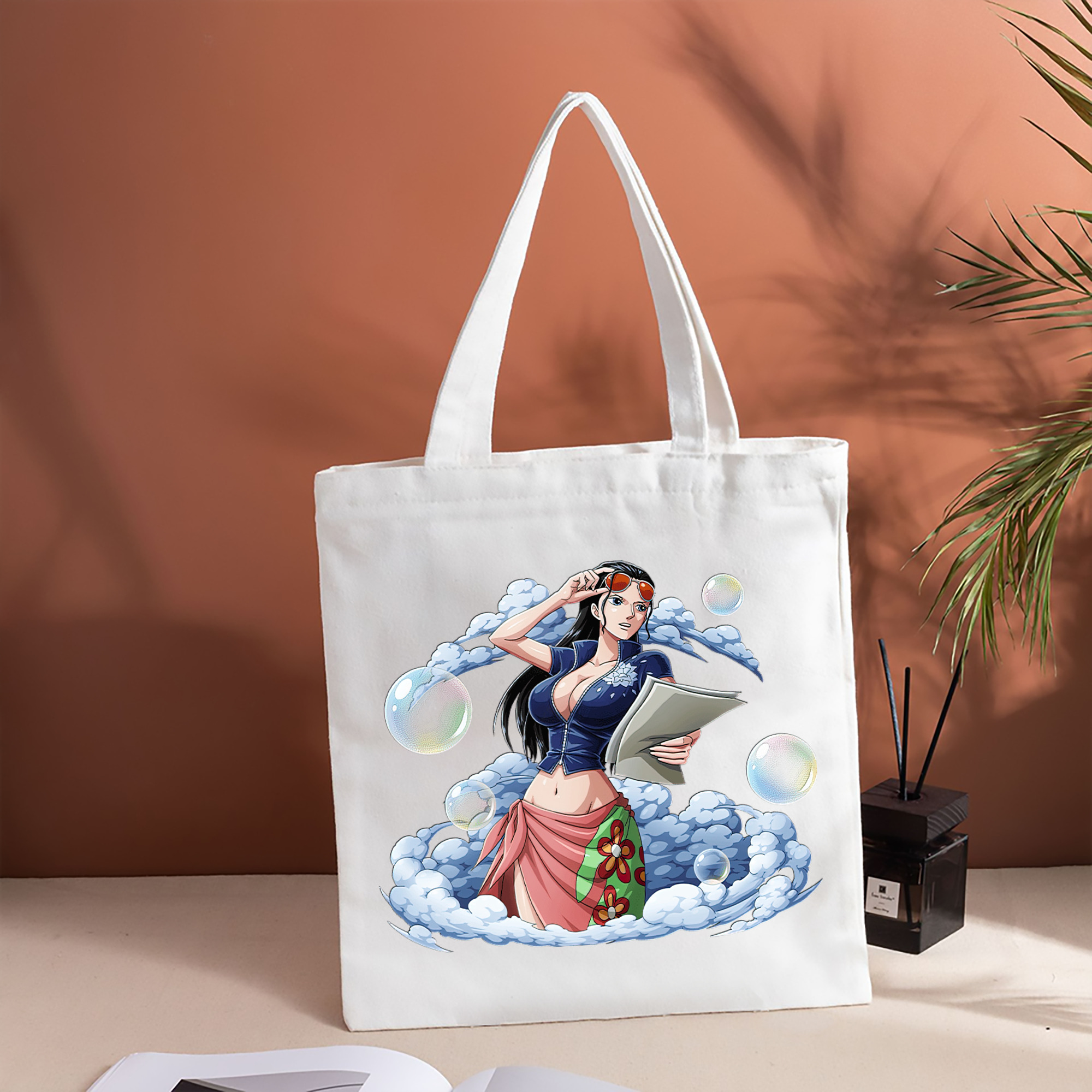 ワンピース ニコ・ロビン ONE PIECE Nico Robin 縦型キャンバス生地手提げバッグ　トートバッグ