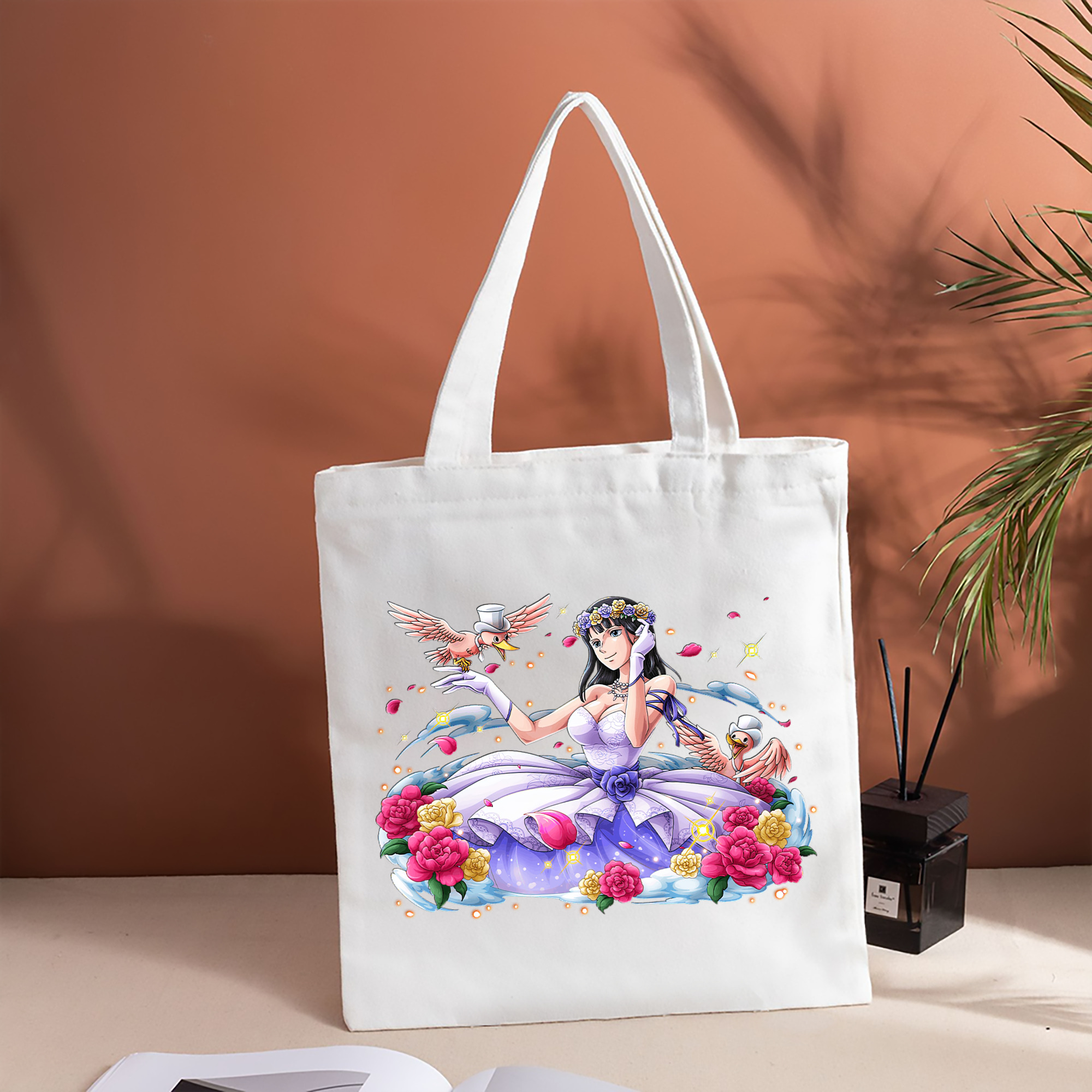 ワンピース ニコ・ロビン ONE PIECE Nico Robin 縦型キャンバス生地手提げバッグ　トートバッグ