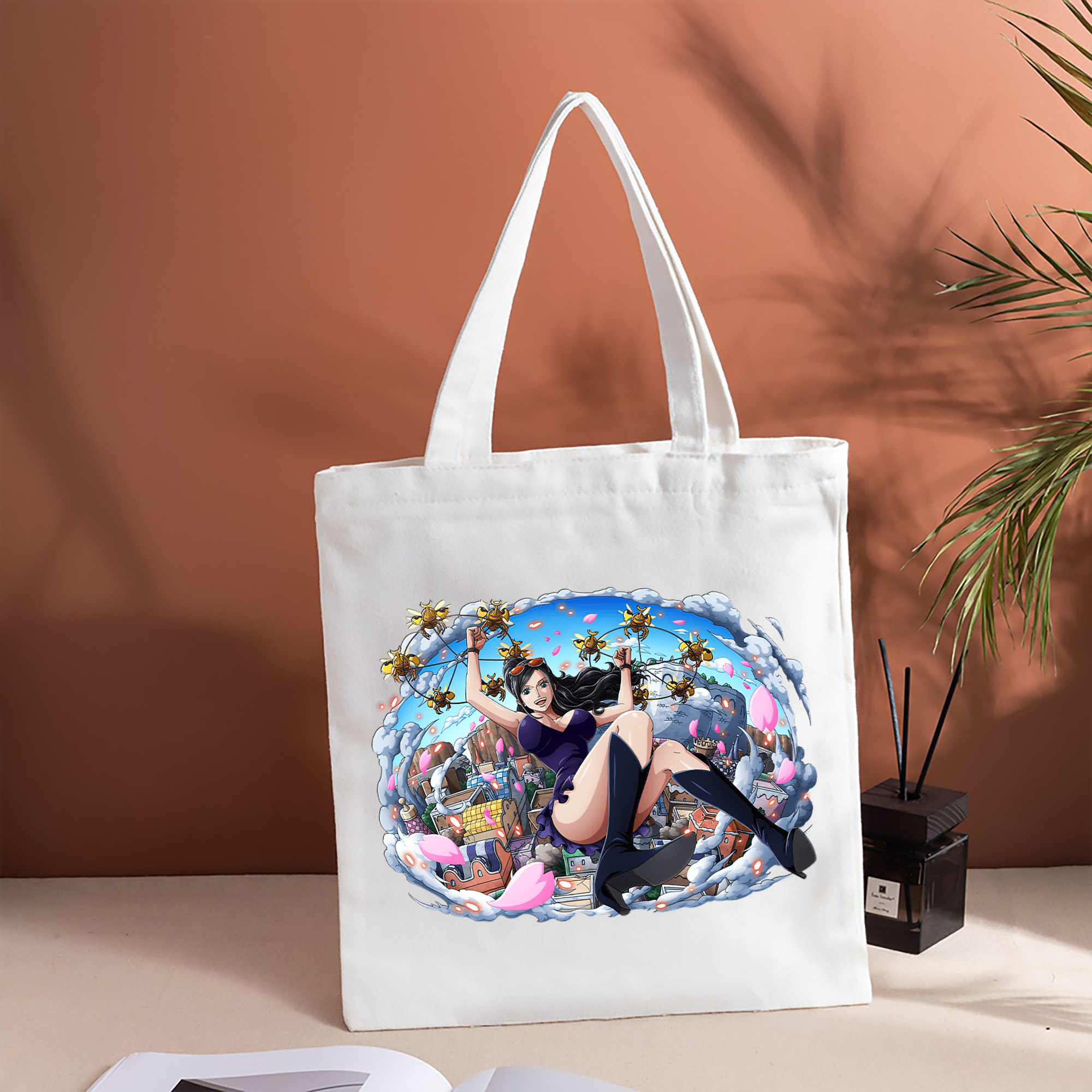 ワンピース ニコ・ロビン ONE PIECE Nico Robin 縦型キャンバス生地手提げバッグ　トートバッグ
