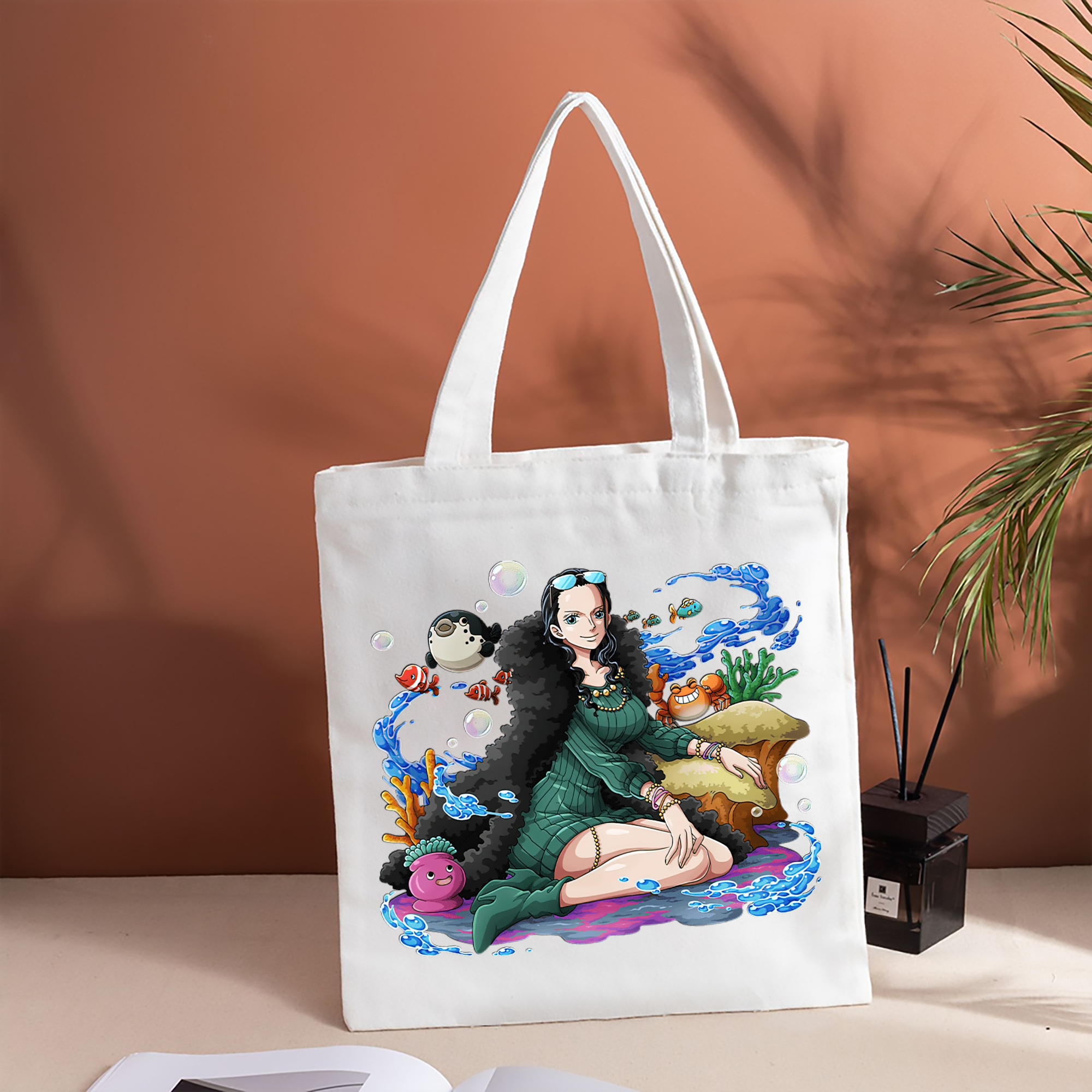 ワンピース ニコ・ロビン ONE PIECE Nico Robin 縦型キャンバス生地手提げバッグ　トートバッグ
