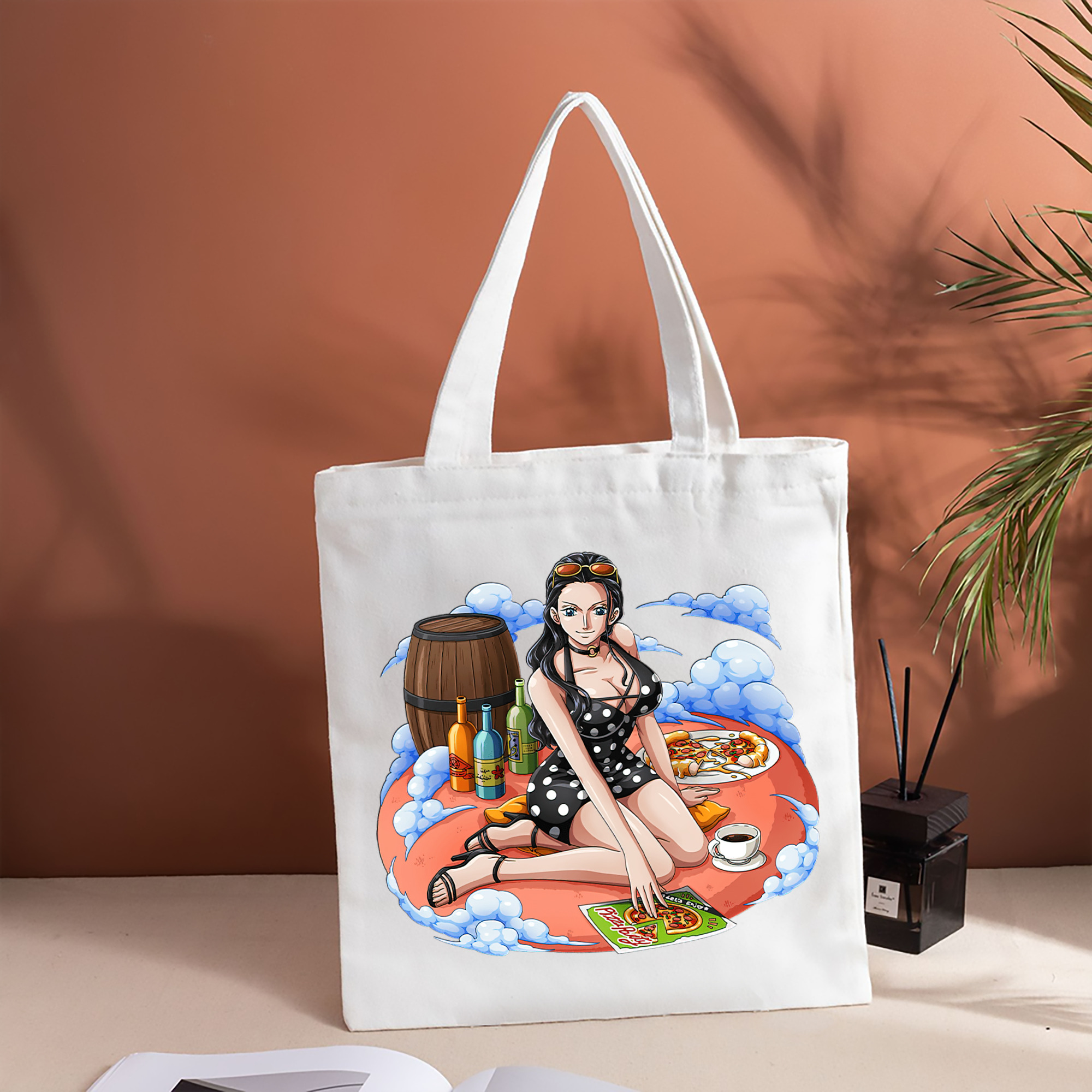 ワンピース ニコ・ロビン ONE PIECE Nico Robin 縦型キャンバス生地手提げバッグ　トートバッグ