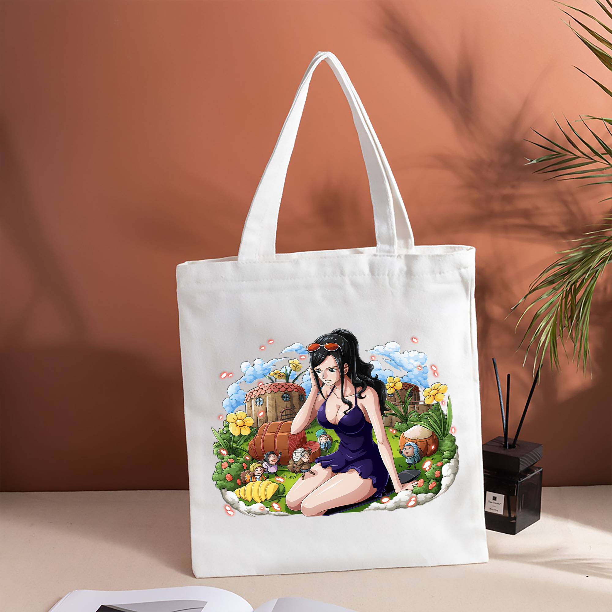 ワンピース ニコ・ロビン ONE PIECE Nico Robin 縦型キャンバス生地手提げバッグ　トートバッグ