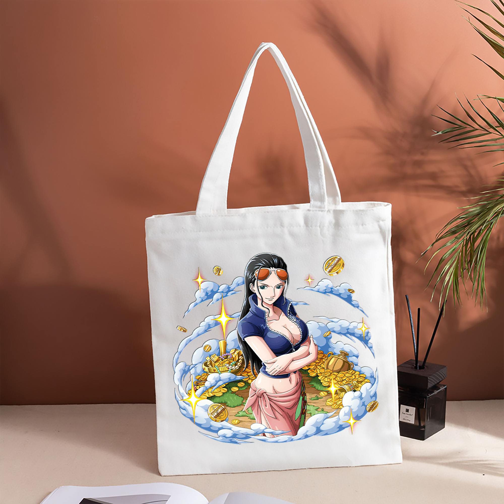 ワンピース ニコ・ロビン ONE PIECE Nico Robin 縦型キャンバス生地手提げバッグ　トートバッグ