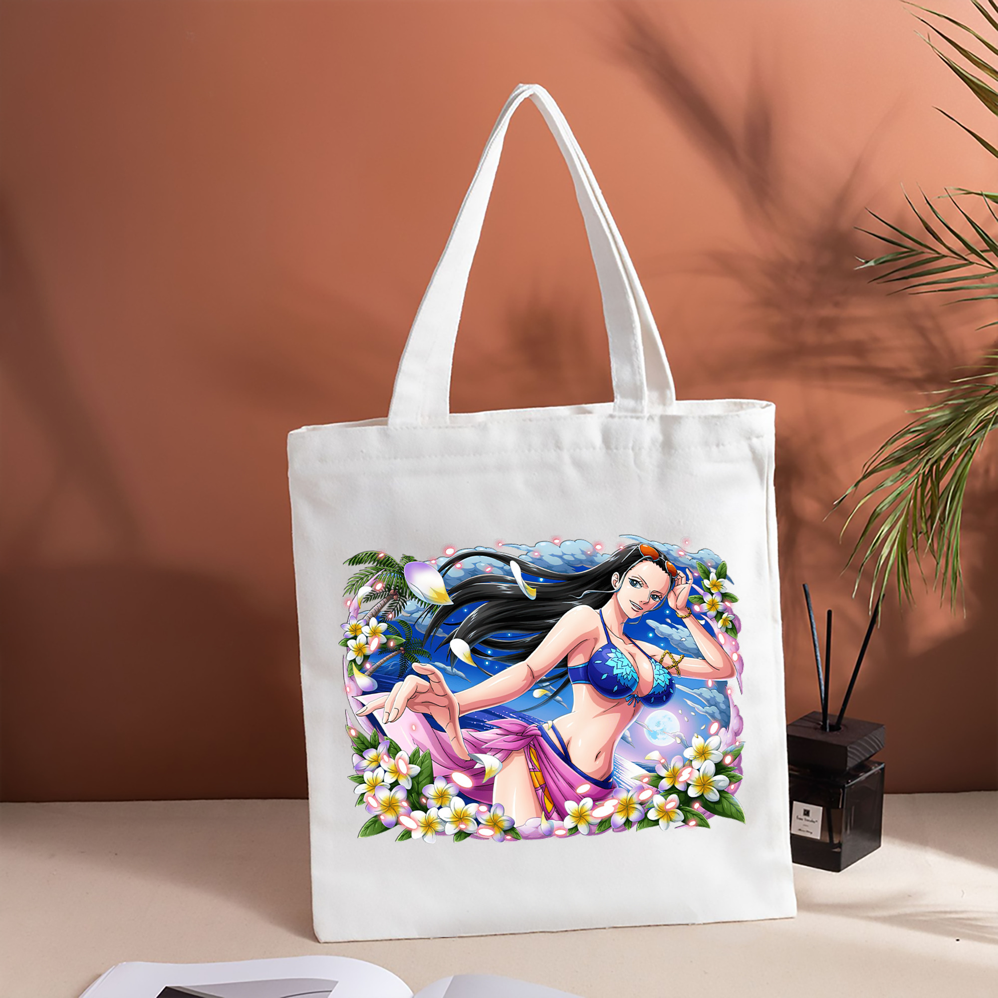 ワンピース ニコ・ロビン ONE PIECE Nico Robin 縦型キャンバス生地手提げバッグ　トートバッグ