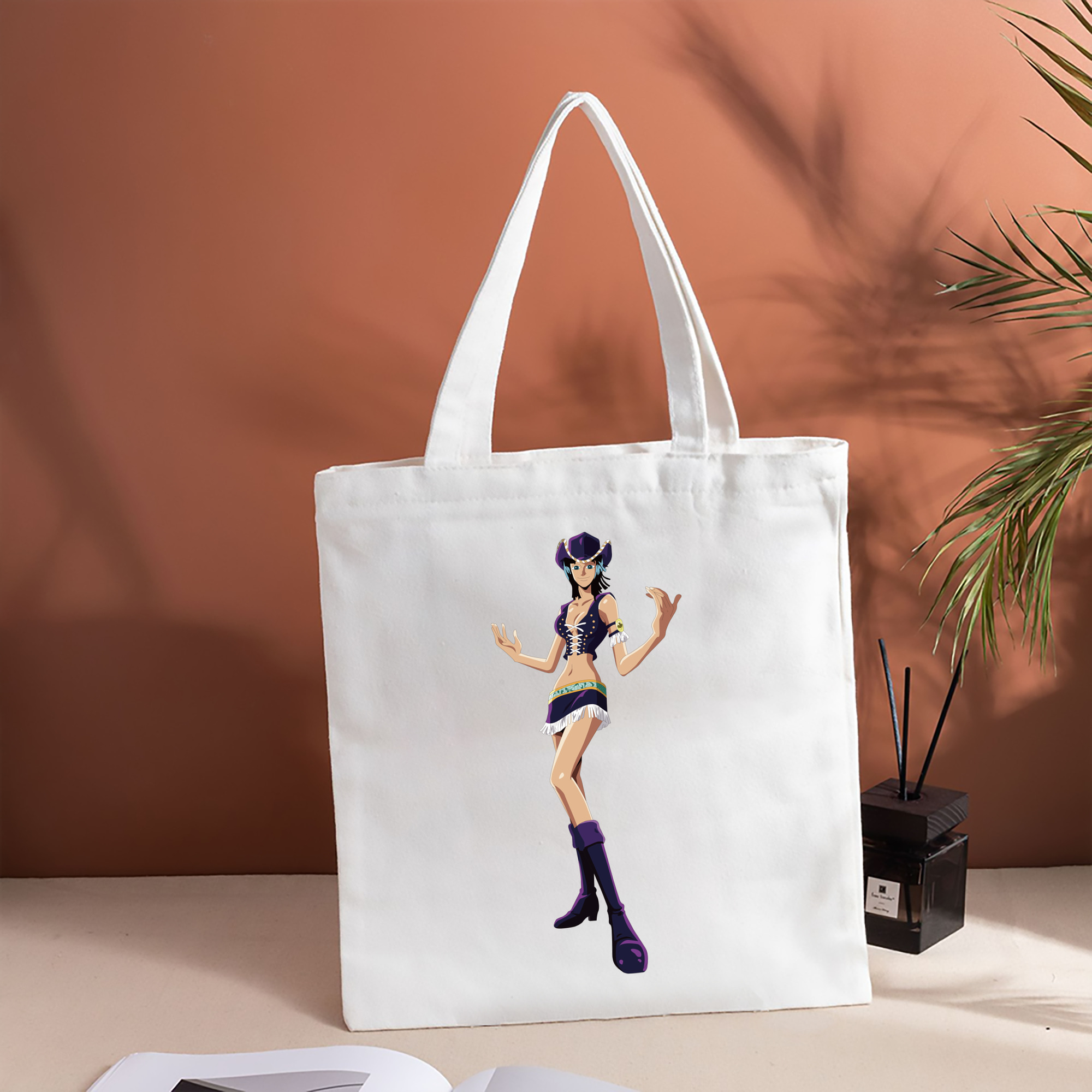 ワンピース ニコ・ロビン ONE PIECE Nico Robin 縦型キャンバス生地手提げバッグ　トートバッグ