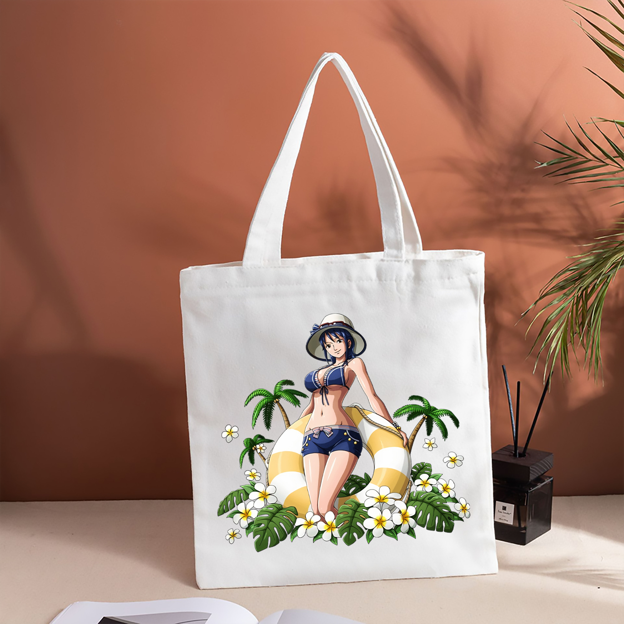 ワンピース ニコ・ロビン ONE PIECE Nico Robin 縦型キャンバス生地手提げバッグ　トートバッグ