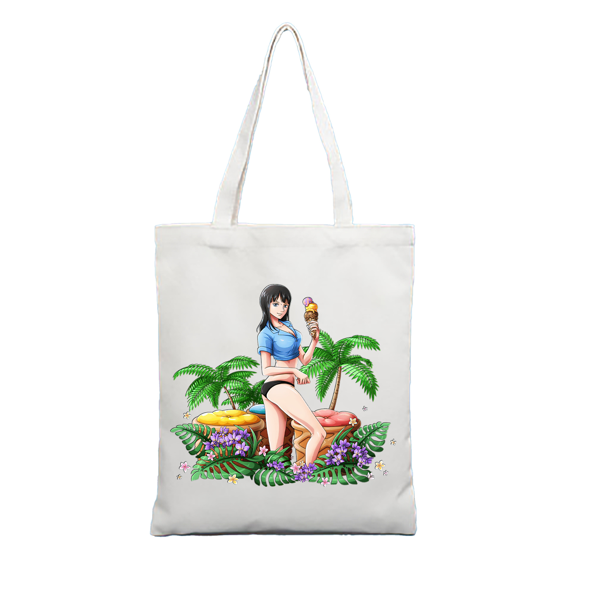 （画像用） ワンピース ニコ・ロビン ONE PIECE Nico Robin 縦型キャンバス生地手提げバッグ　トートバッグ