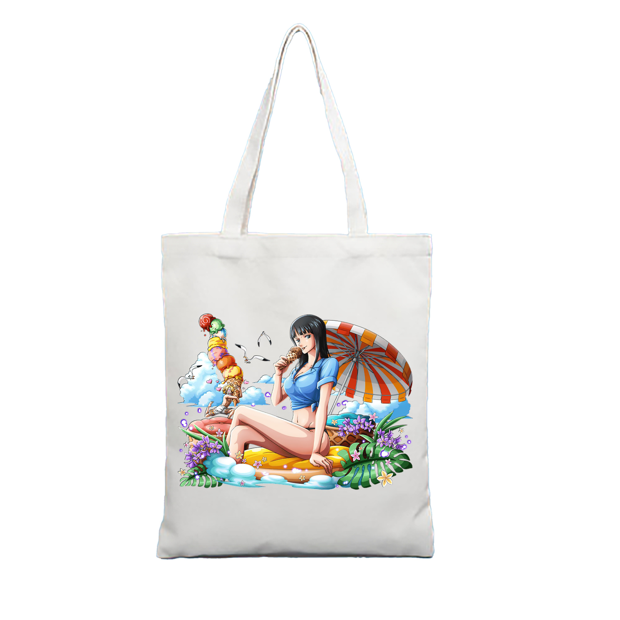 （画像用） ワンピース ニコ・ロビン ONE PIECE Nico Robin 縦型キャンバス生地手提げバッグ　トートバッグ