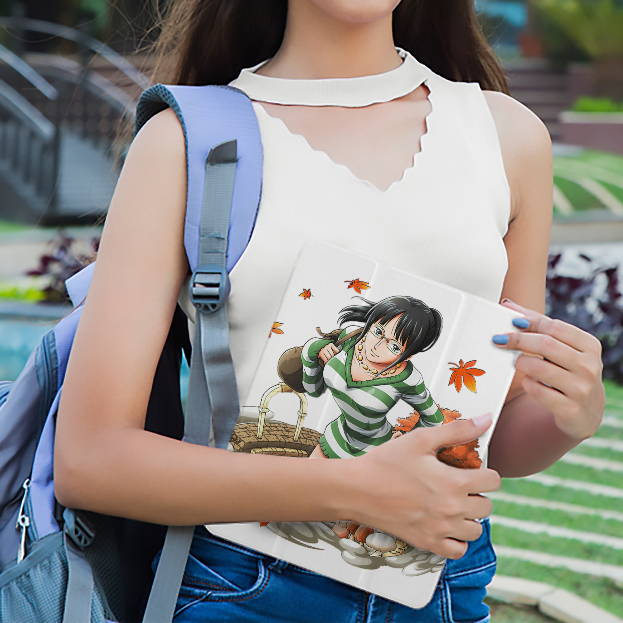 ワンピース ニコ・ロビン ONE PIECE Nico Robin IPad ケース ペン収納付き 三つ折りスタンド PUレザー×シリコン 対応機種9.5/10.5/10.9インチ