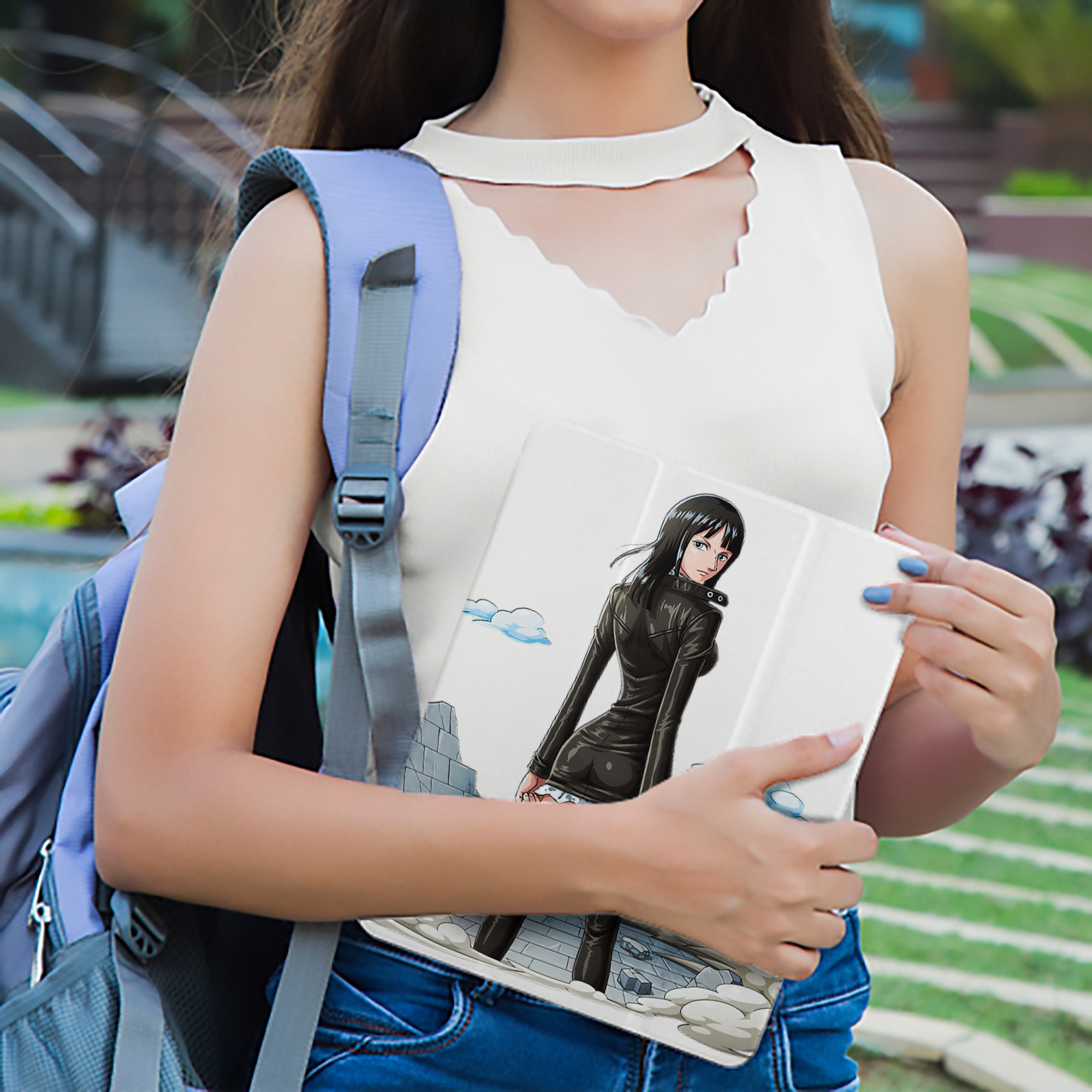 ワンピース ニコ・ロビン ONE PIECE Nico Robin IPad ケース ペン収納付き 三つ折りスタンド PUレザー×シリコン 対応機種9.5/10.5/10.9インチ