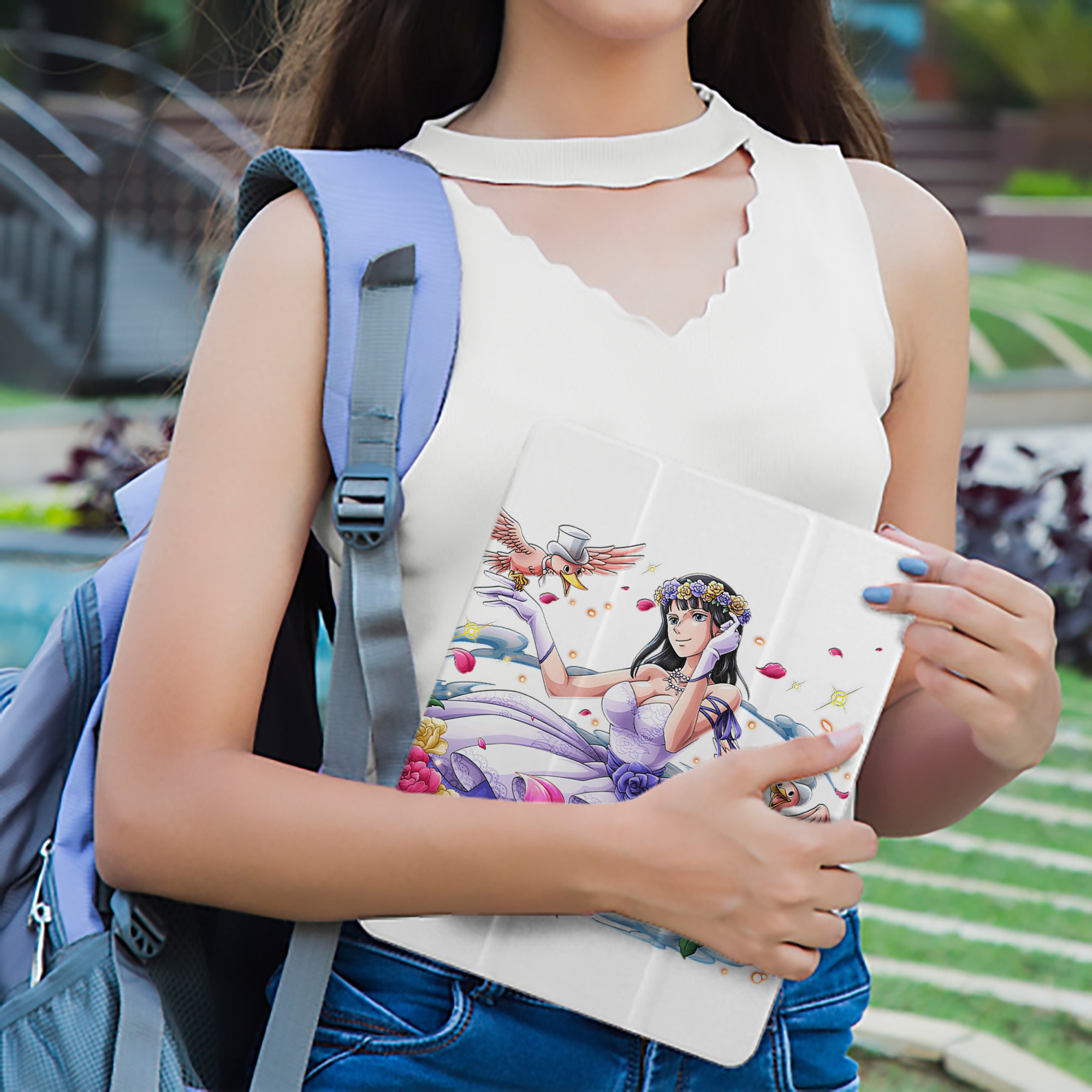 ワンピース ニコ・ロビン ONE PIECE Nico Robin IPad ケース ペン収納付き 三つ折りスタンド PUレザー×シリコン 対応機種9.5/10.5/10.9インチ