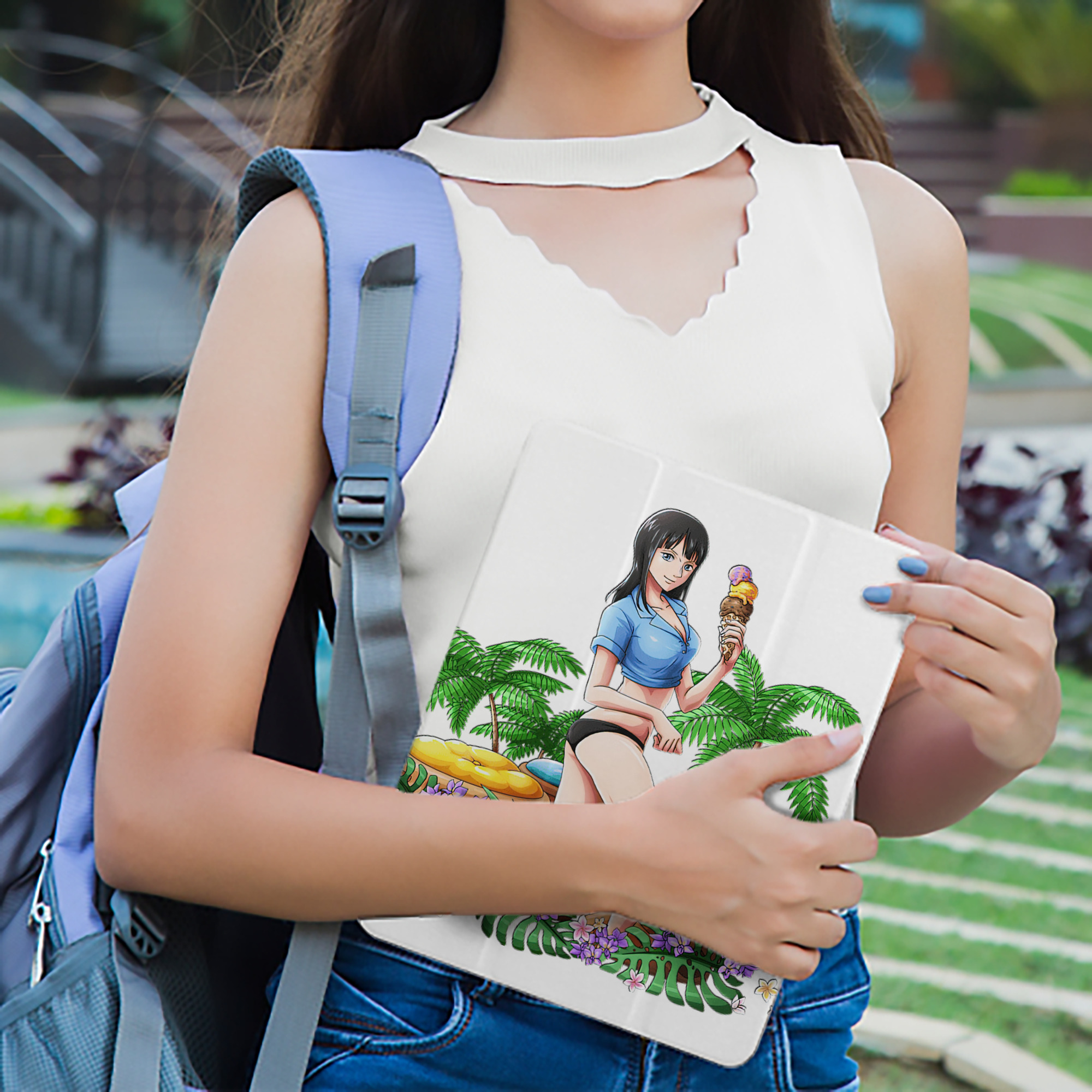 ワンピース ニコ・ロビン ONE PIECE Nico Robin IPad ケース ペン収納付き 三つ折りスタンド PUレザー×シリコン 対応機種9.5/10.5/10.9インチ
