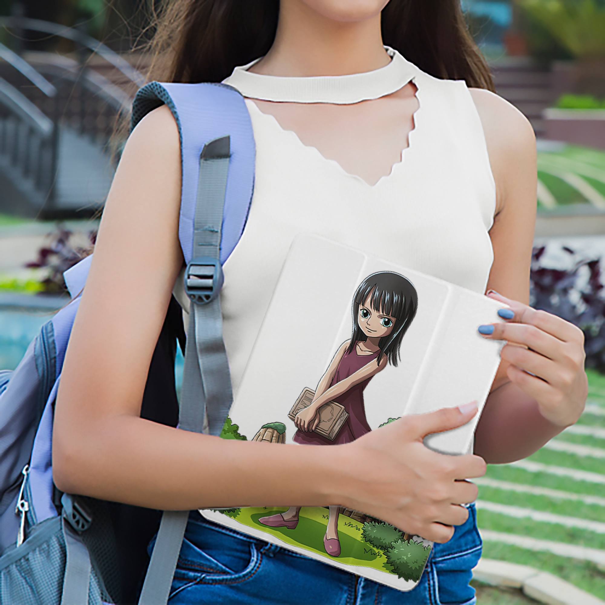 ワンピース ニコ・ロビン ONE PIECE Nico Robin IPad ケース ペン収納付き 三つ折りスタンド PUレザー×シリコン 対応機種9.5/10.5/10.9インチ