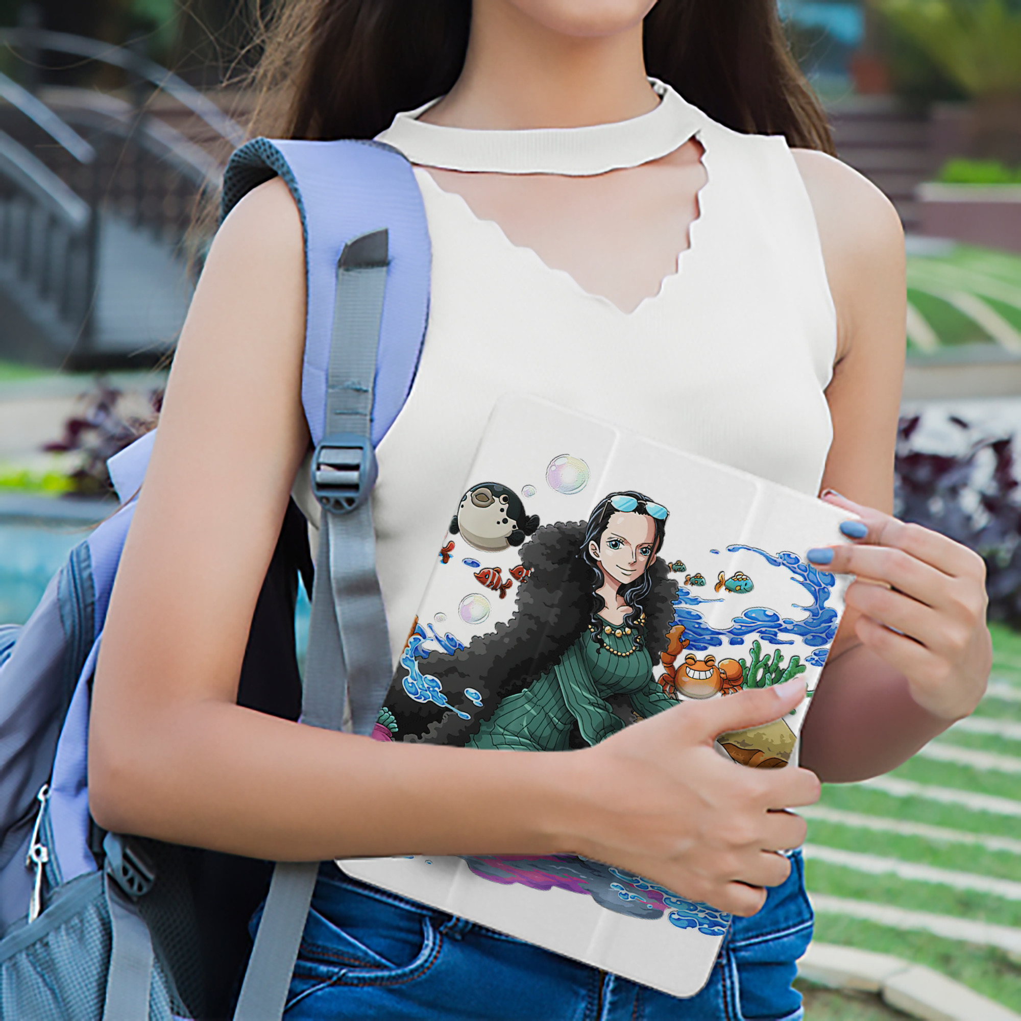 ワンピース ニコ・ロビン ONE PIECE Nico Robin IPad ケース ペン収納付き 三つ折りスタンド PUレザー×シリコン 対応機種9.5/10.5/10.9インチ