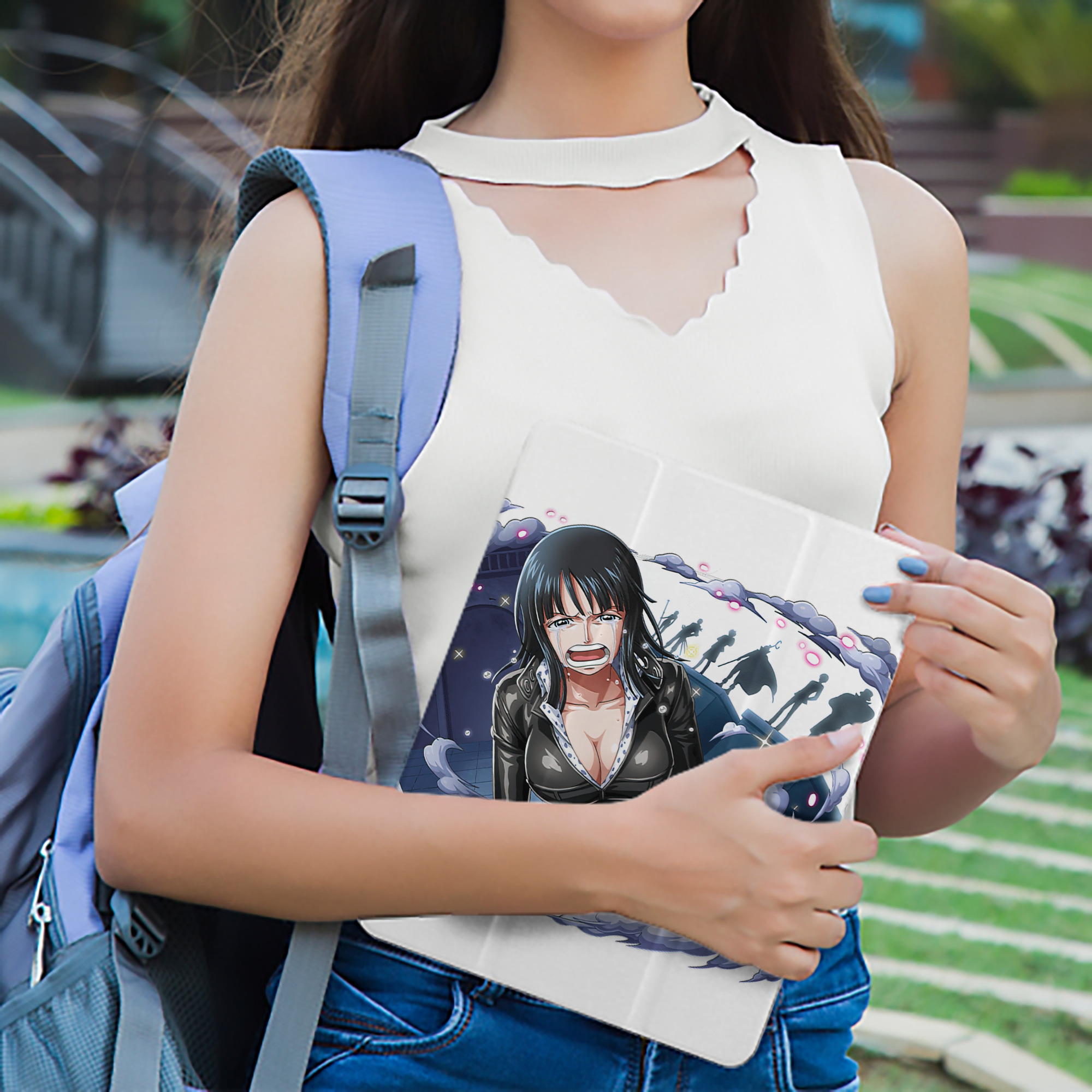ワンピース ニコ・ロビン ONE PIECE Nico Robin IPad ケース ペン収納付き 三つ折りスタンド PUレザー×シリコン 対応機種9.5/10.5/10.9インチ
