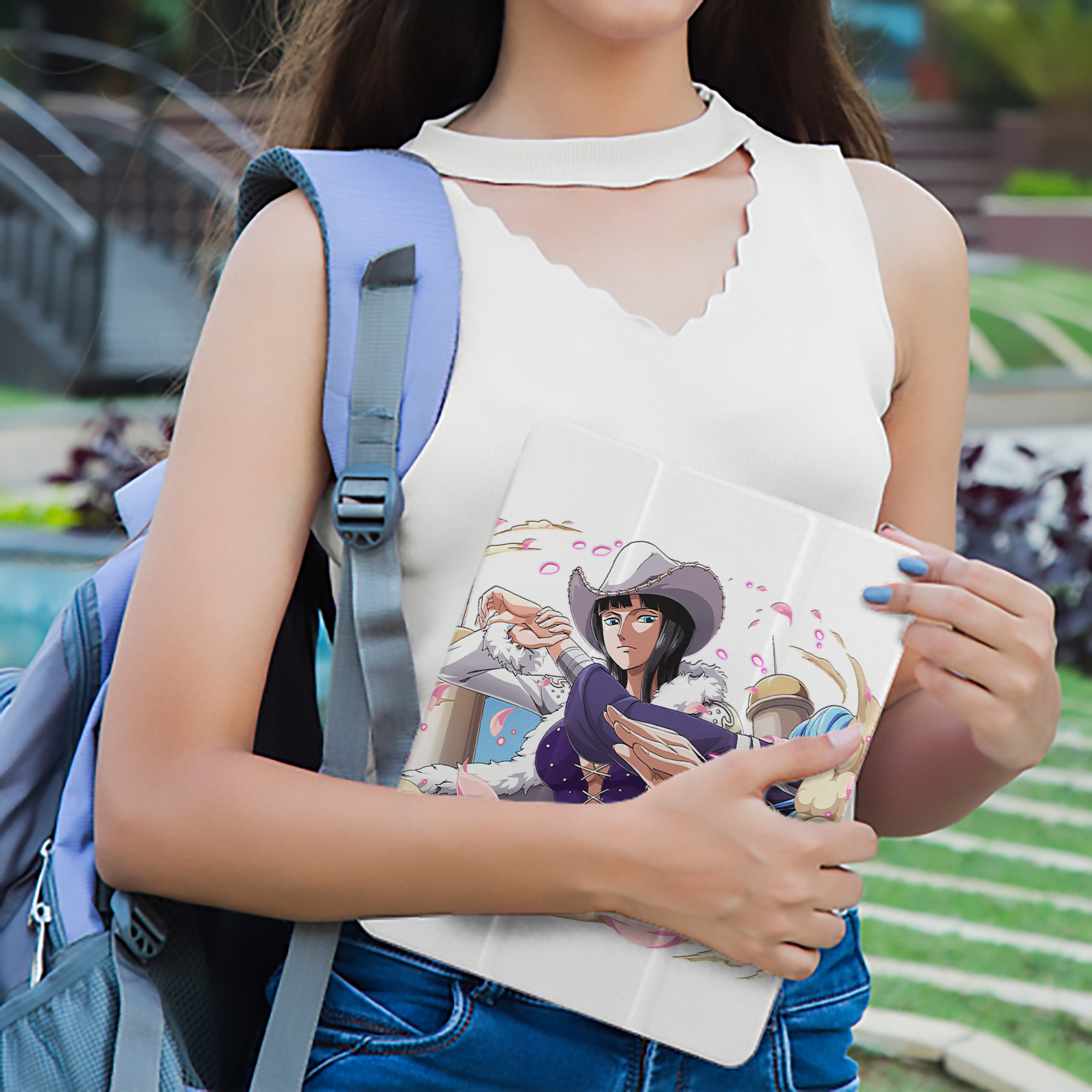 ワンピース ニコ・ロビン ONE PIECE Nico Robin IPad ケース ペン収納付き 三つ折りスタンド PUレザー×シリコン 対応機種9.5/10.5/10.9インチ