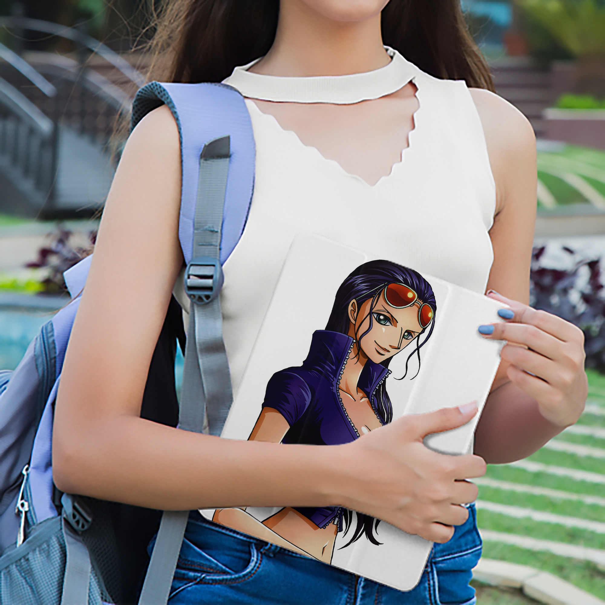 ワンピース ニコ・ロビン ONE PIECE Nico Robin IPad ケース ペン収納付き 三つ折りスタンド PUレザー×シリコン 対応機種9.5/10.5/10.9インチ