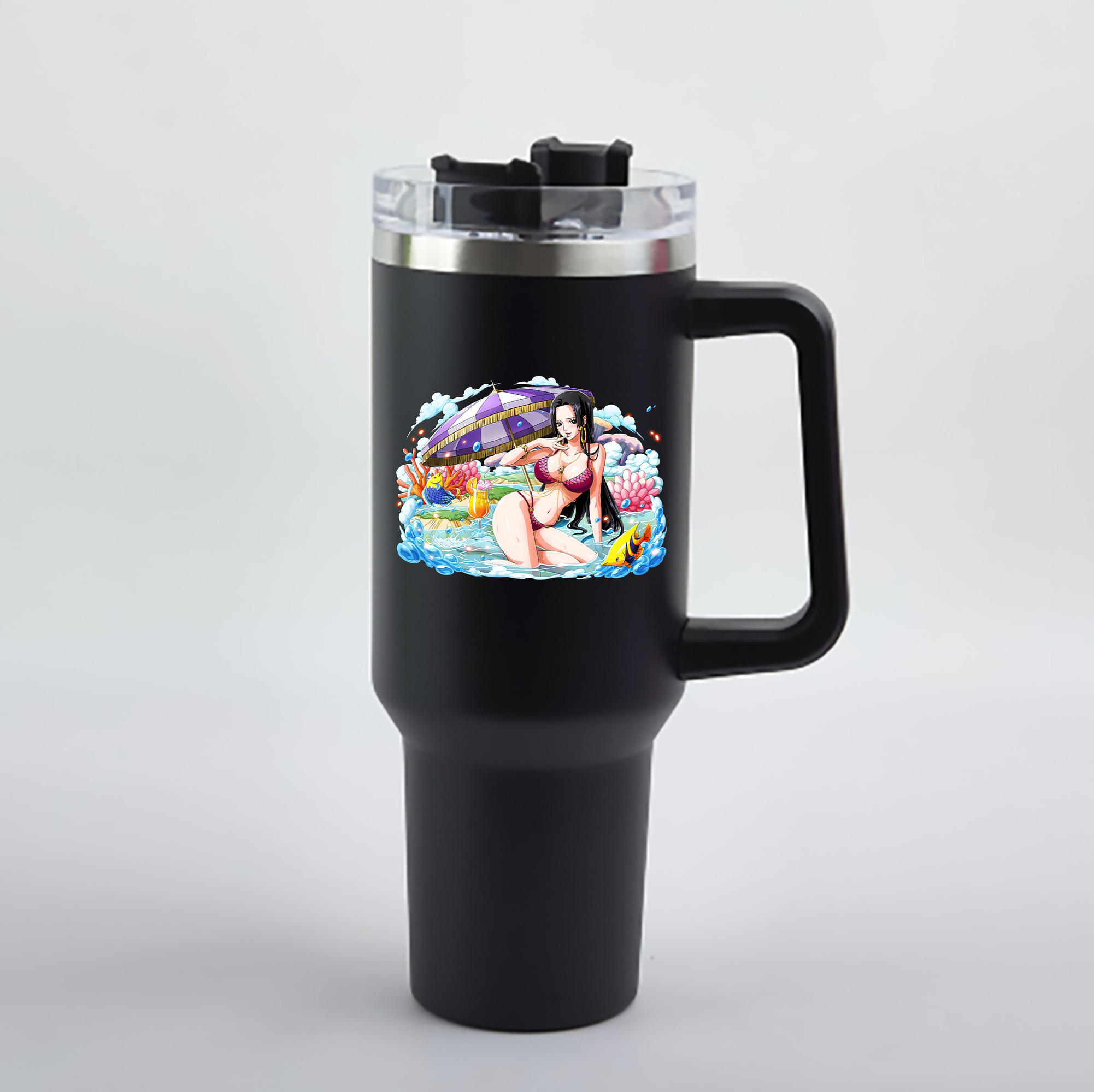ワンピース ボア・ハンコック ONE PIECE Boa·Hancock 1200mL車用タンブラー - クリスタルステッカー（プラスチックストロー付き）