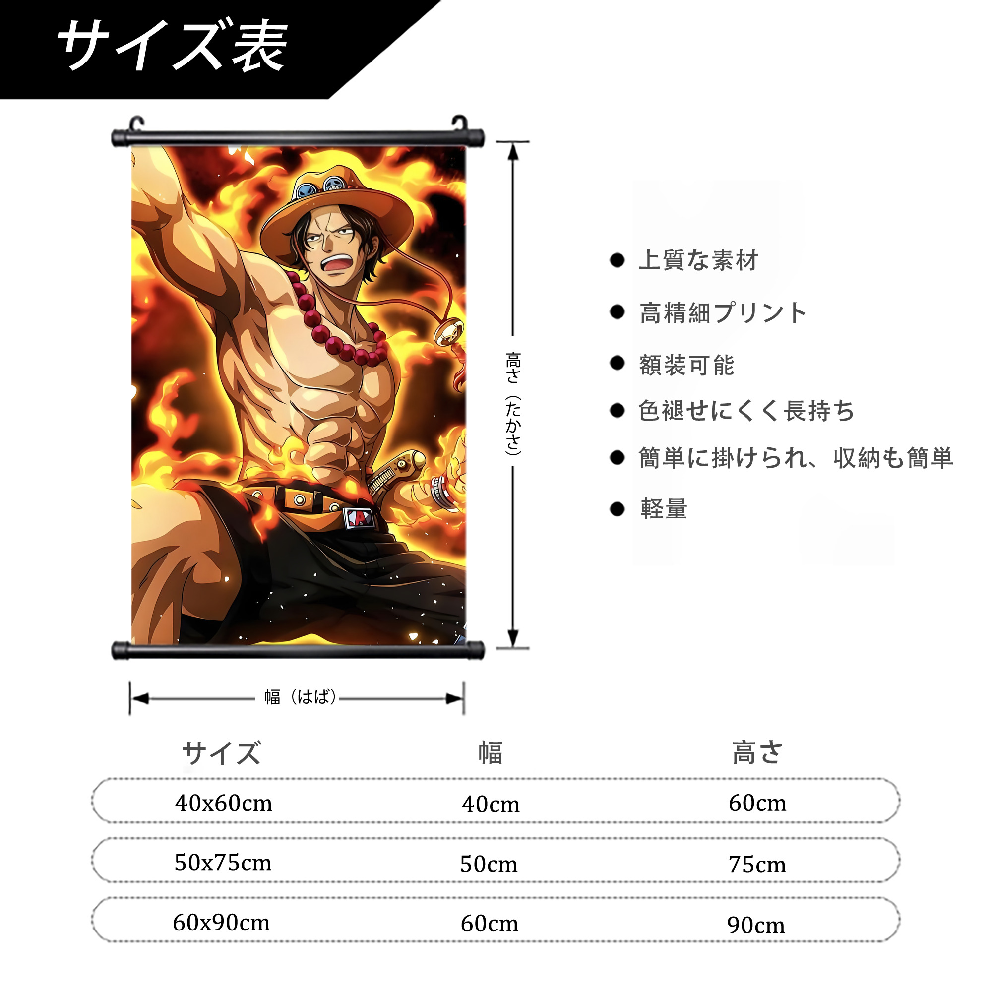 ワンピース ONE PIECE PVCブラック軸タペストリー（複数サイズ）