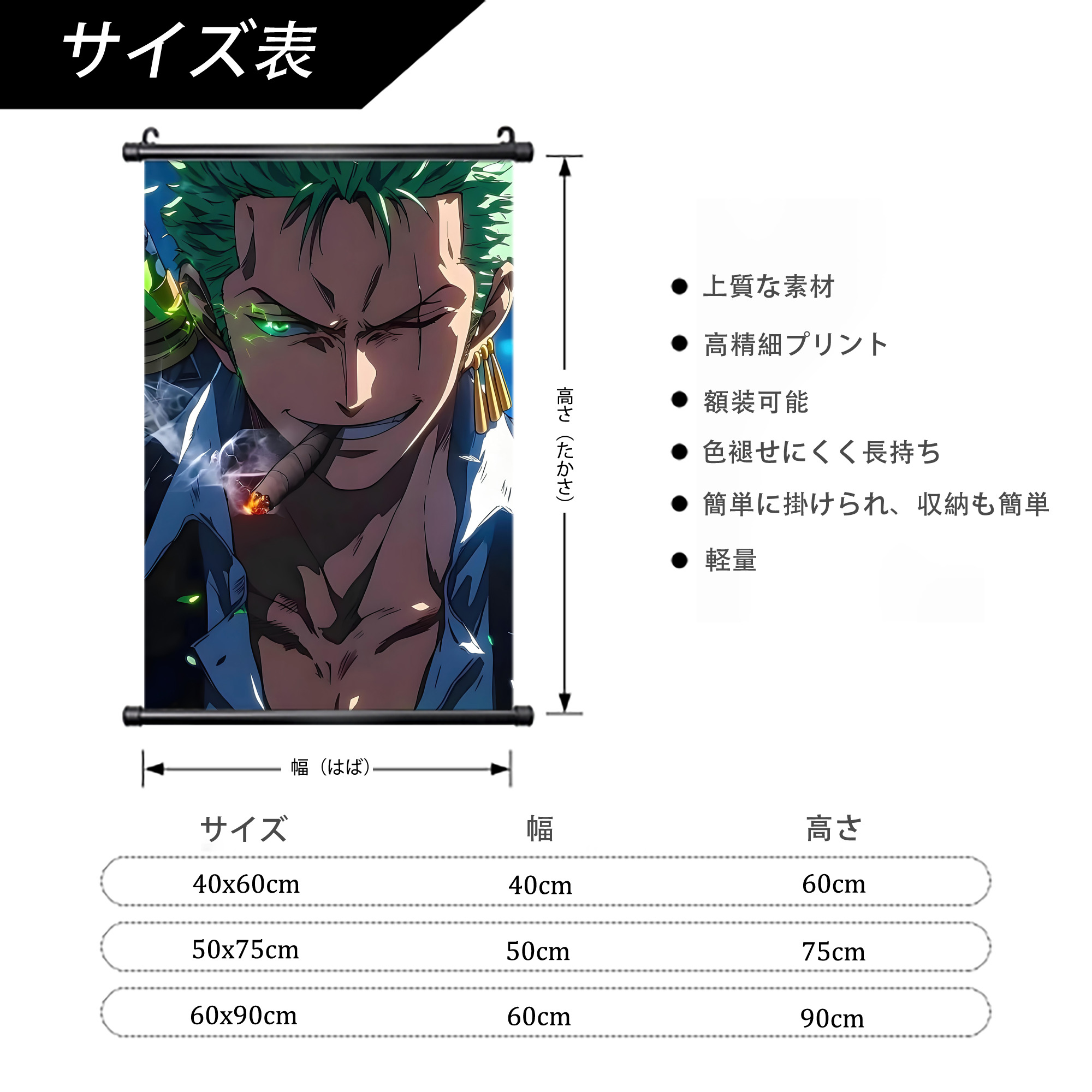 ワンピース ONE PIECE PVCブラック軸タペストリー（複数サイズ）