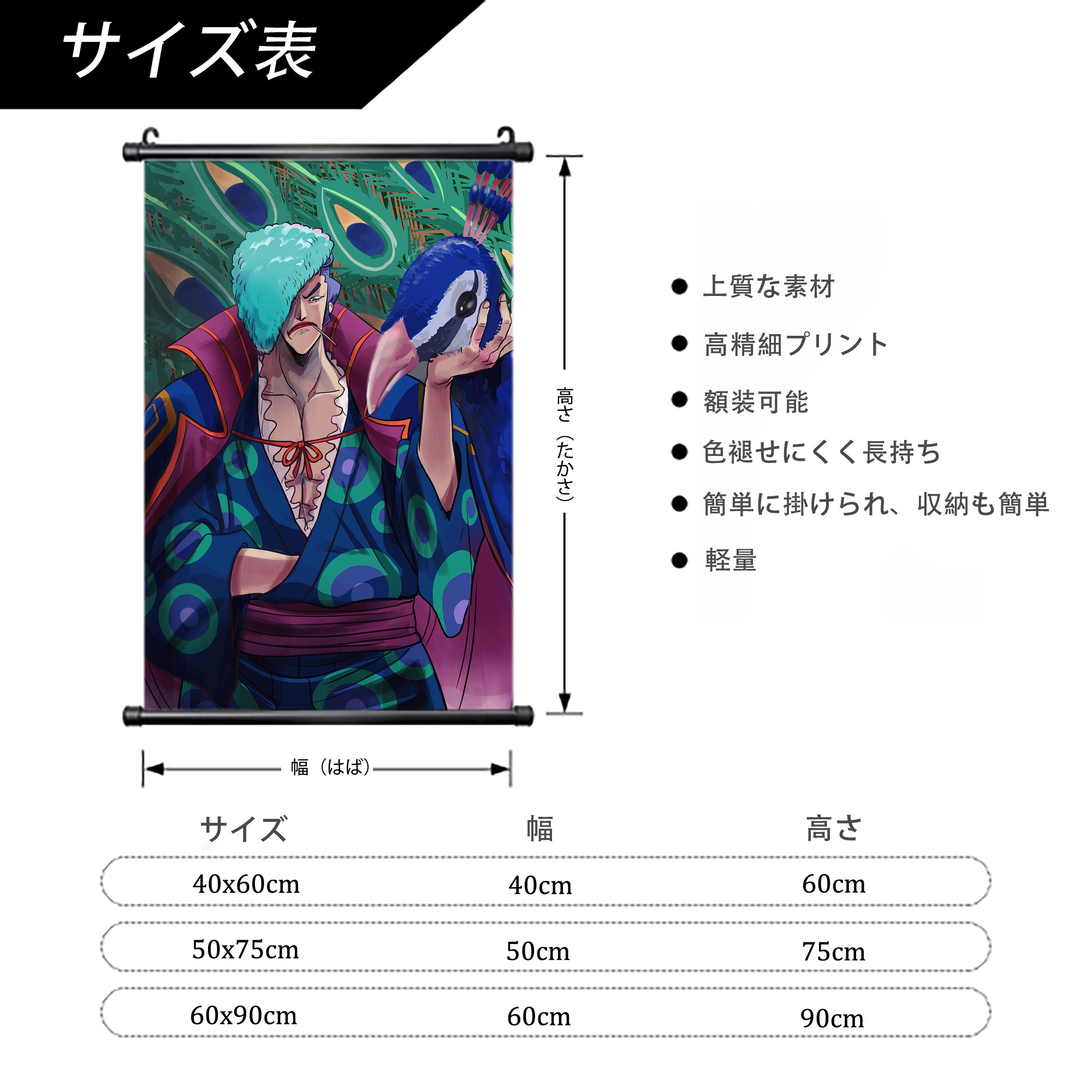 ワンピース ONE PIECE PVCブラック軸タペストリー（複数サイズ）