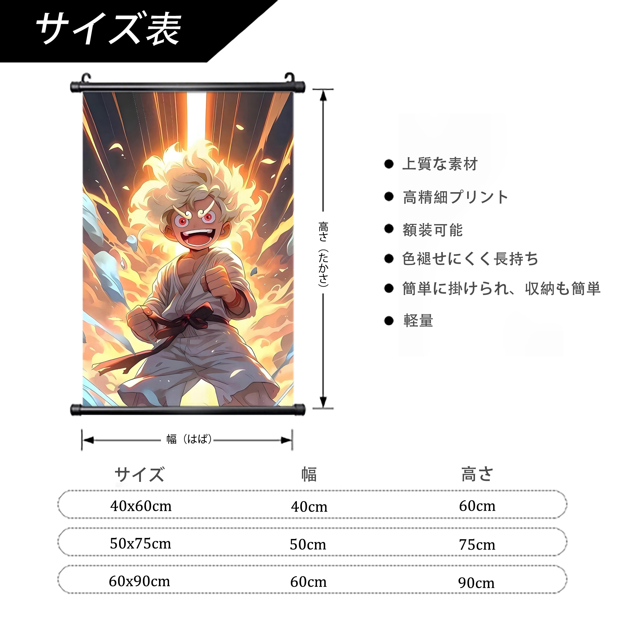 ワンピース ONE PIECE PVCブラック軸タペストリー（複数サイズ）