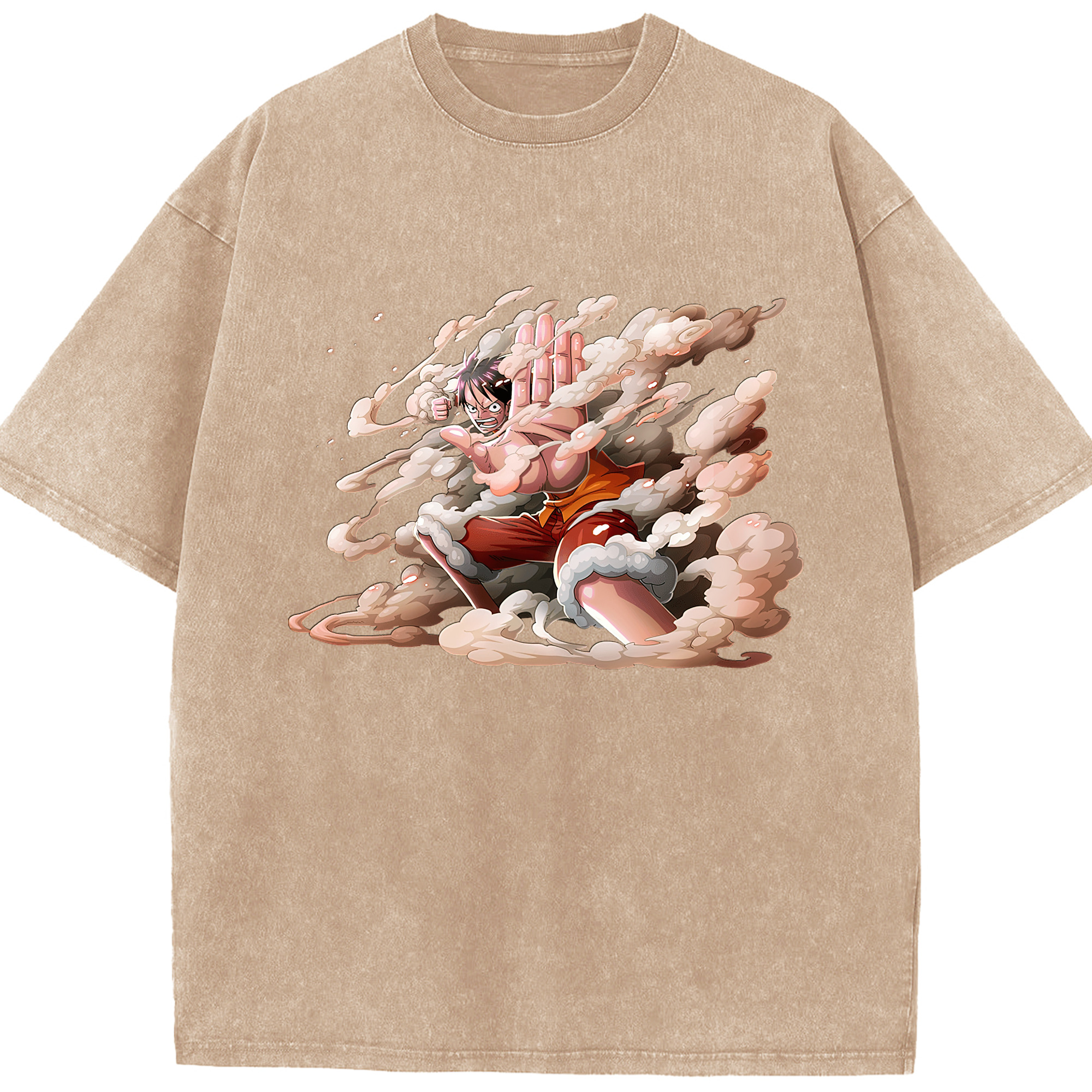 （画像用） ワンピース モンキー・D・ルフィ ONE PIECE Monkey D. Luffy 綿100% ヴィンテージ風 半袖Tシャツ（フロントプリント）