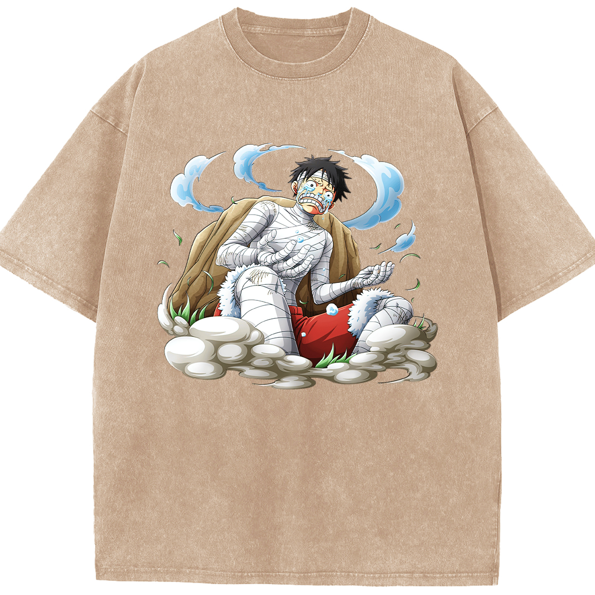ワンピース モンキー・D・ルフィ ONE PIECE Monkey D. Luffy 綿100% ヴィンテージ風 半袖Tシャツ（フロントプリント）