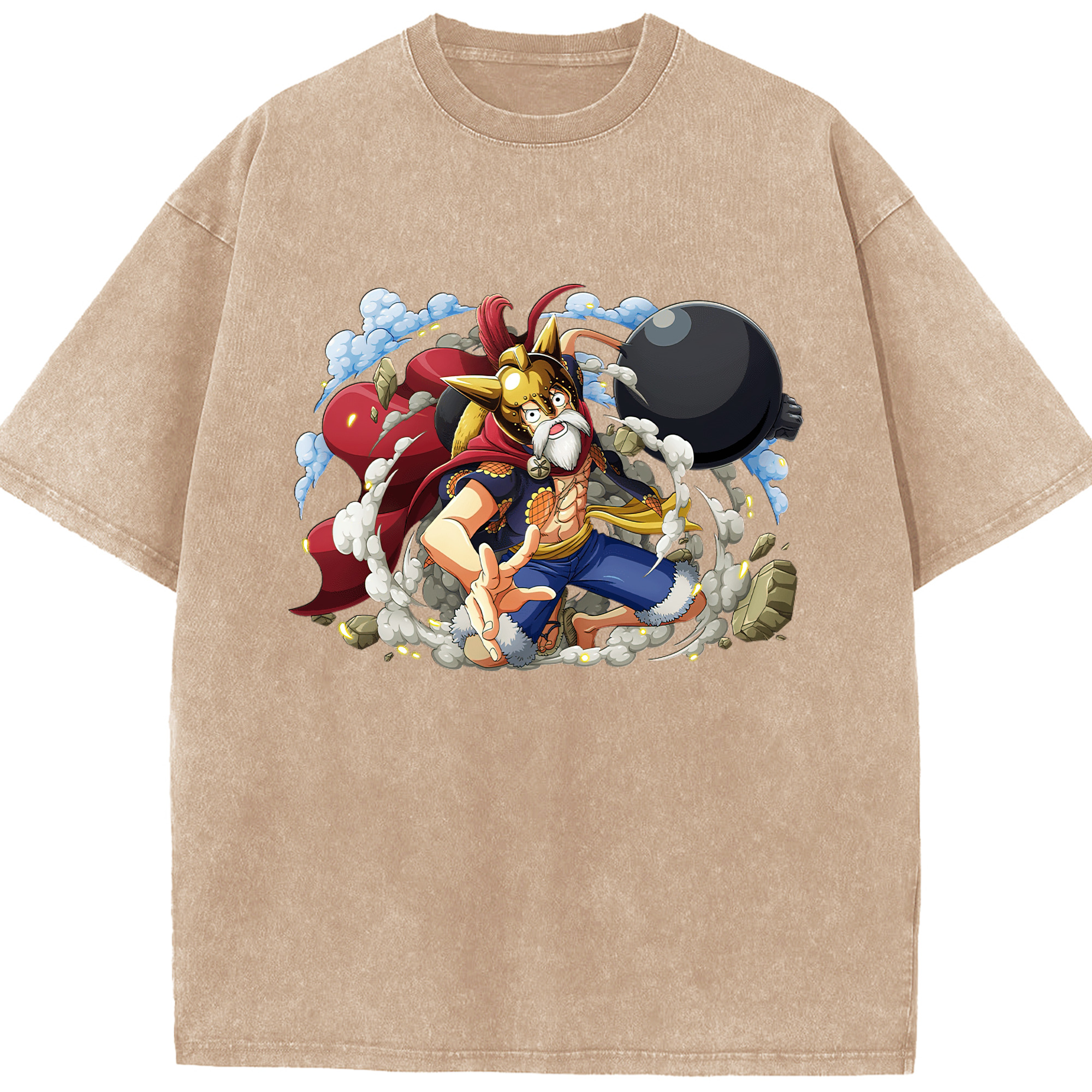 ワンピース モンキー・D・ルフィ ONE PIECE Monkey D. Luffy 綿100% ヴィンテージ風 半袖Tシャツ（フロントプリント）