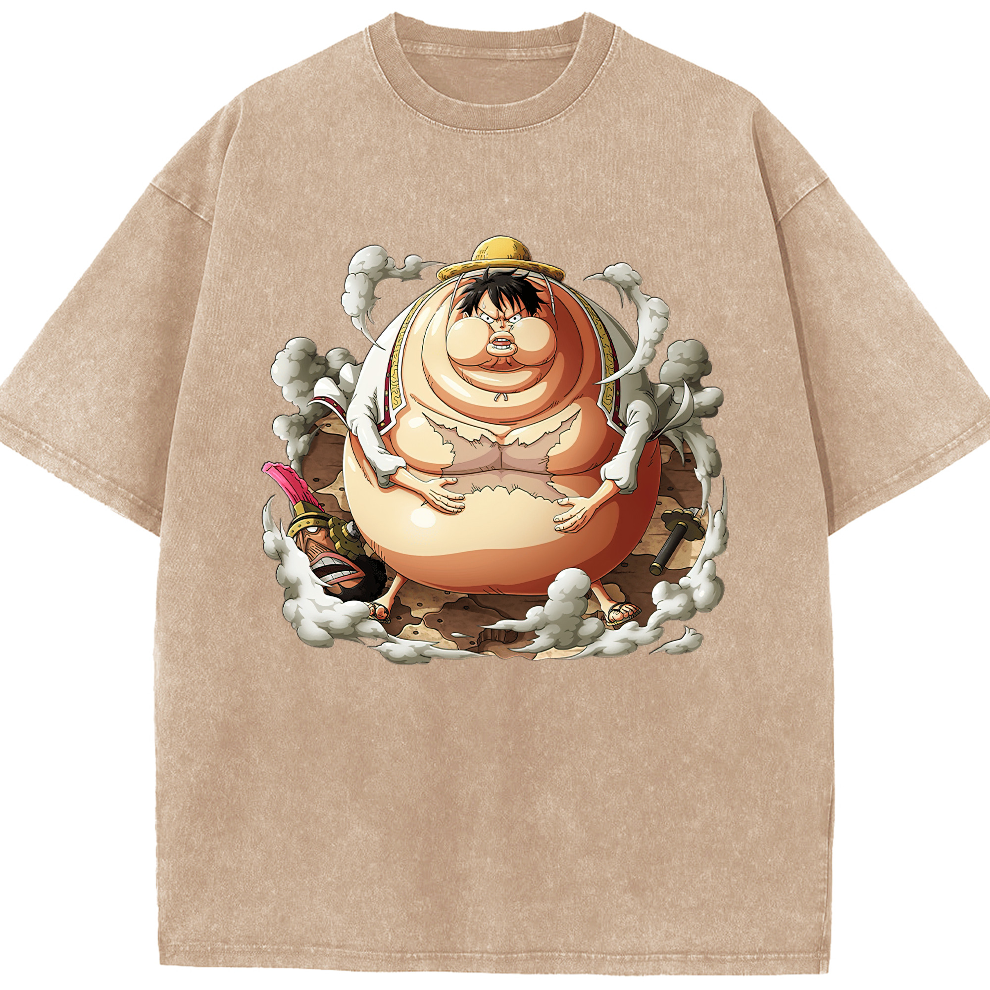 ワンピース モンキー・D・ルフィ ONE PIECE Monkey D. Luffy 綿100% ヴィンテージ風 半袖Tシャツ（フロントプリント）