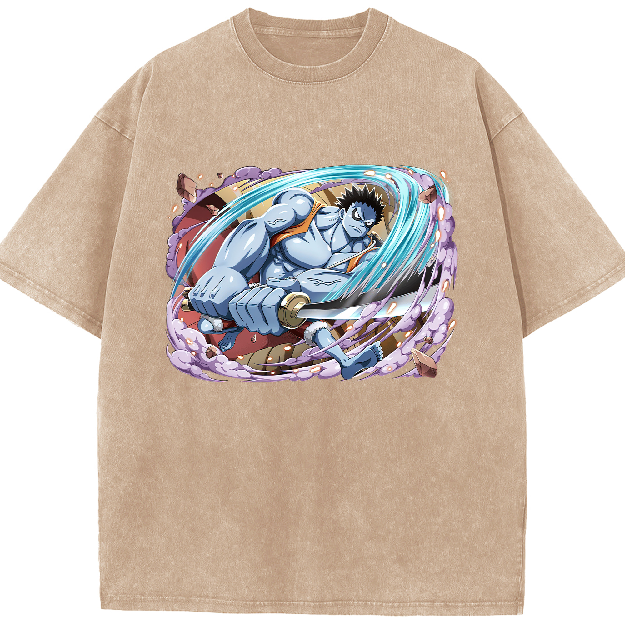 ワンピース モンキー・D・ルフィ ONE PIECE Monkey D. Luffy 綿100% ヴィンテージ風 半袖Tシャツ（フロントプリント）
