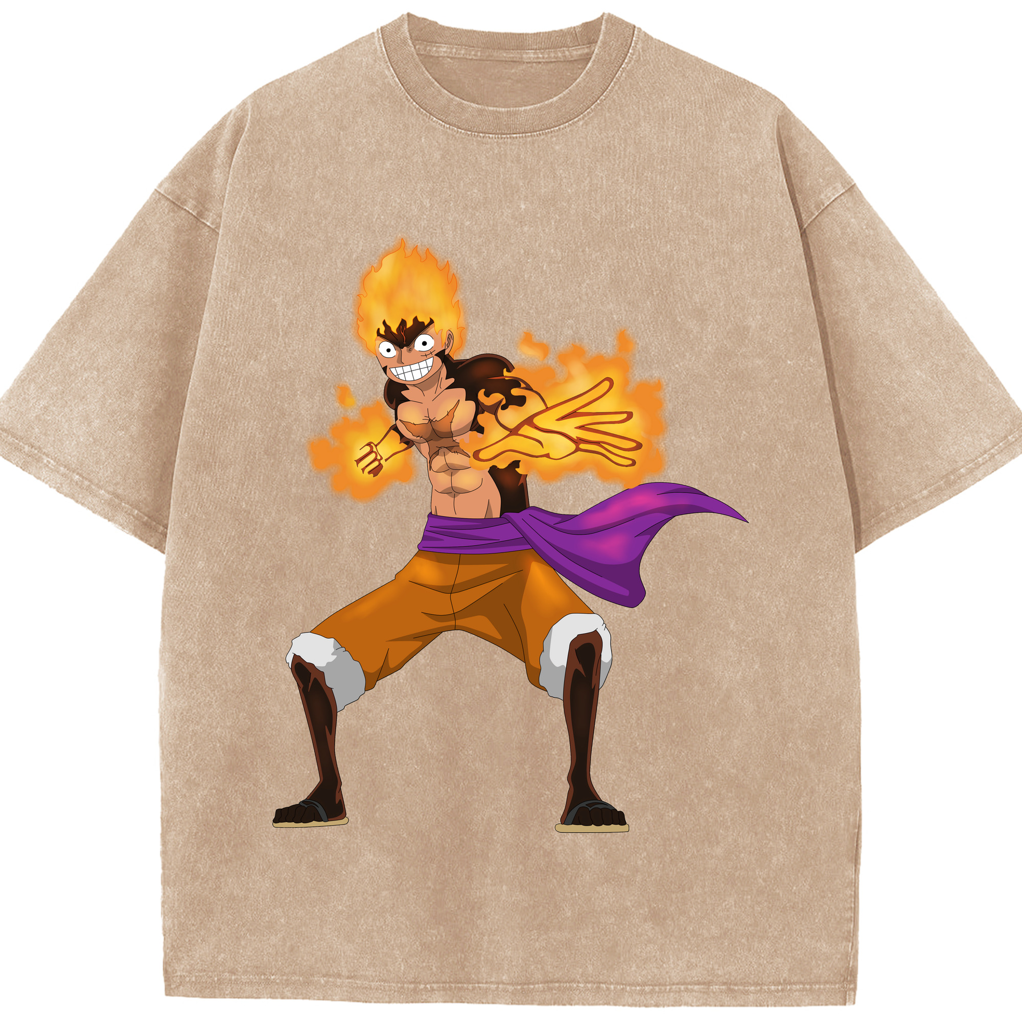 ワンピース モンキー・D・ルフィ ONE PIECE Monkey D. Luffy 綿100% ヴィンテージ風 半袖Tシャツ（フロントプリント）