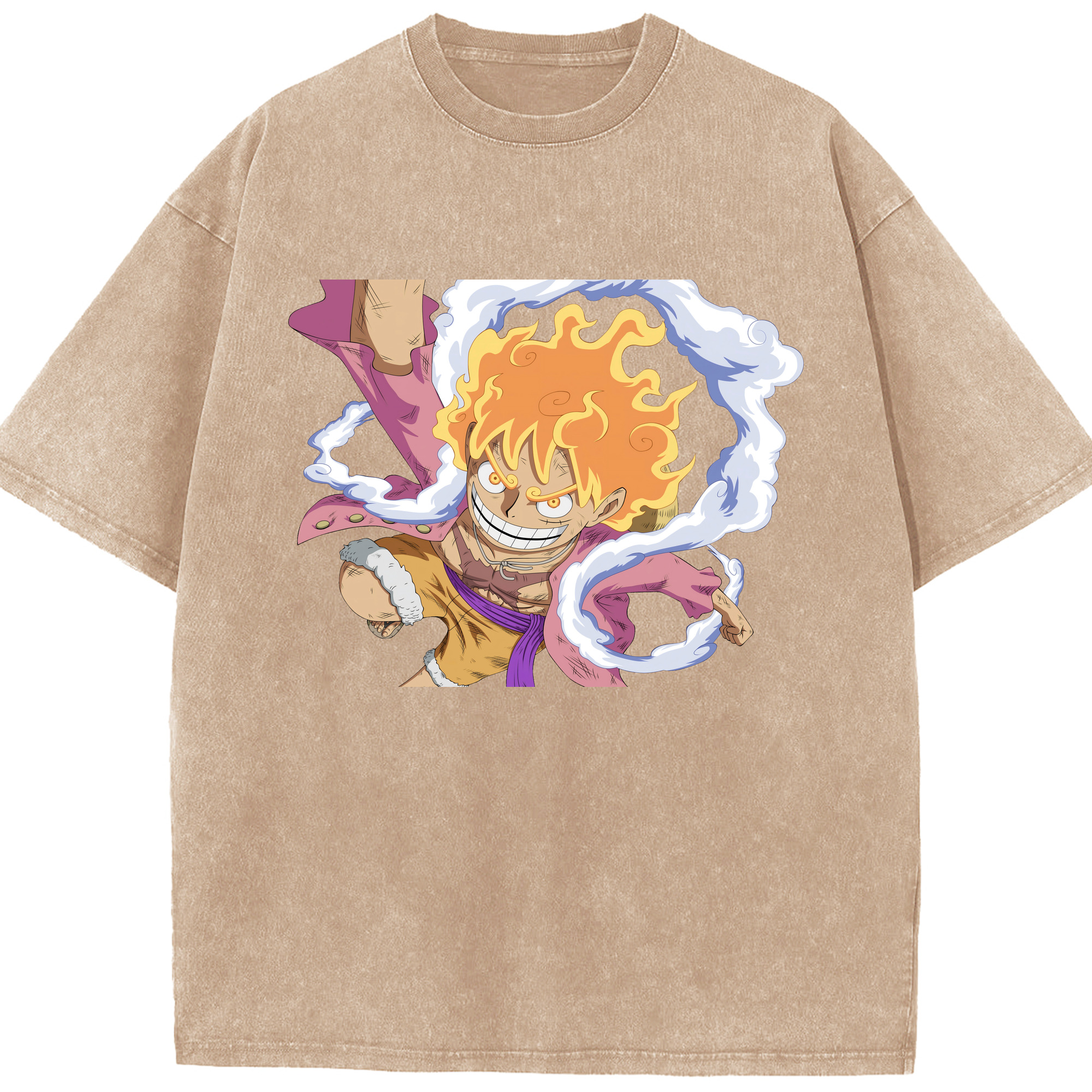 ワンピース モンキー・D・ルフィ ONE PIECE Monkey D. Luffy 綿100% ヴィンテージ風 半袖Tシャツ（フロントプリント）